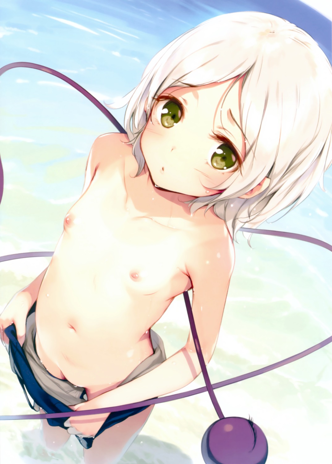 gekidoku_shoujo ke-ta komeiji_koishi loli nipples school_swimsuit swimsuits topless touhou undressing wet