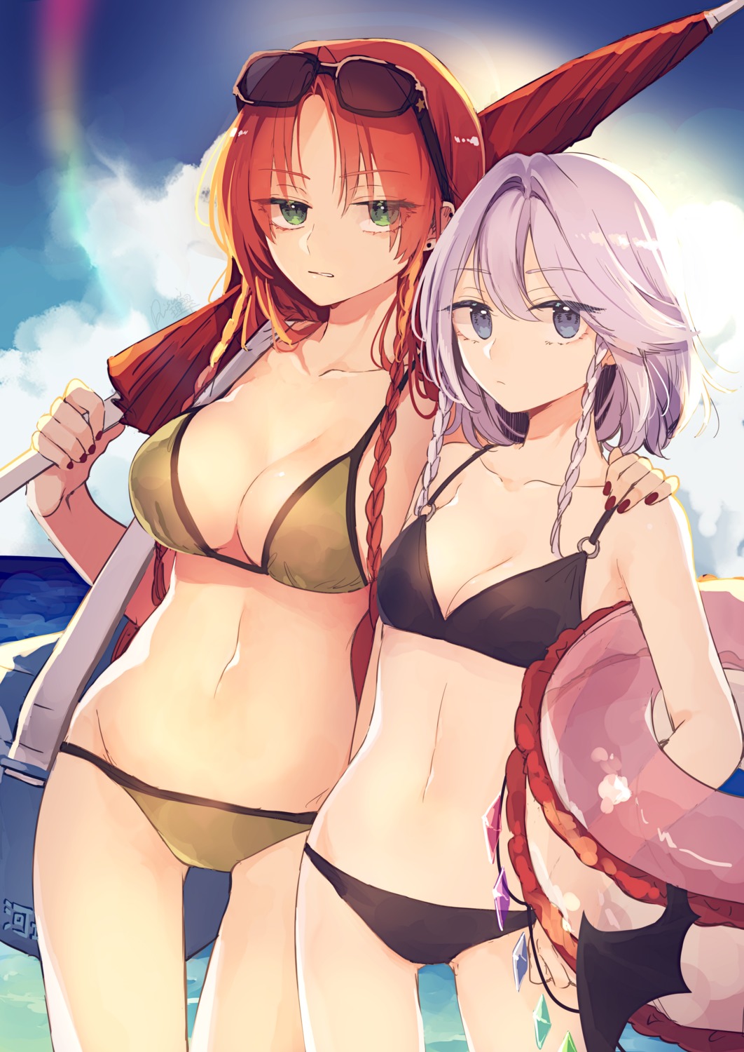 bikini hong_meiling izayoi_sakuya megane risui swimsuits touhou