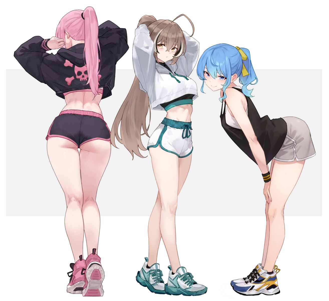 ass bluefield hololive hololive_english hoshimachi_suisei mori_calliope nanashi_mumei