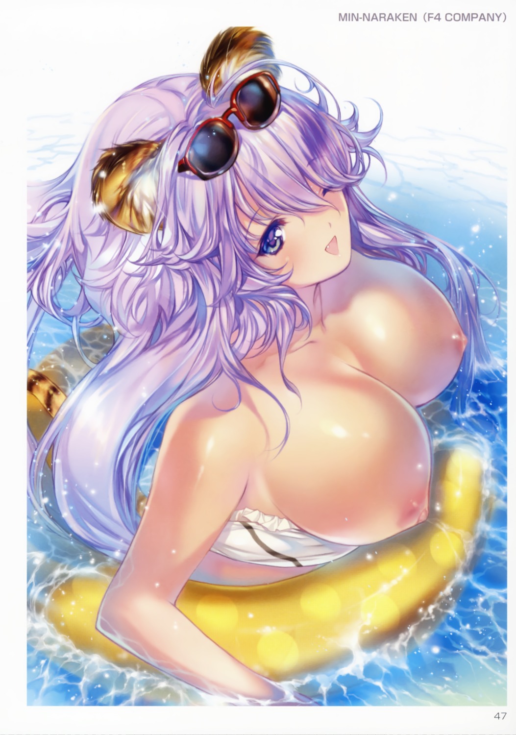 animal_ears bikini_top breasts megane min-naraken nipples swimsuits tail wet