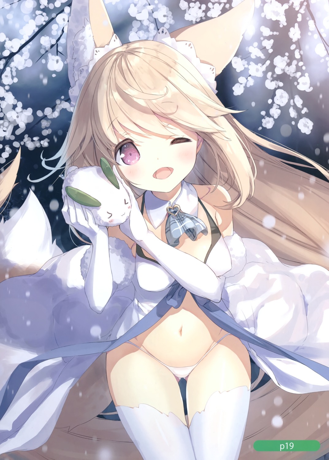 animal_ears kitsune p19 pantsu sylvie_milia_leclerc tail thighhighs