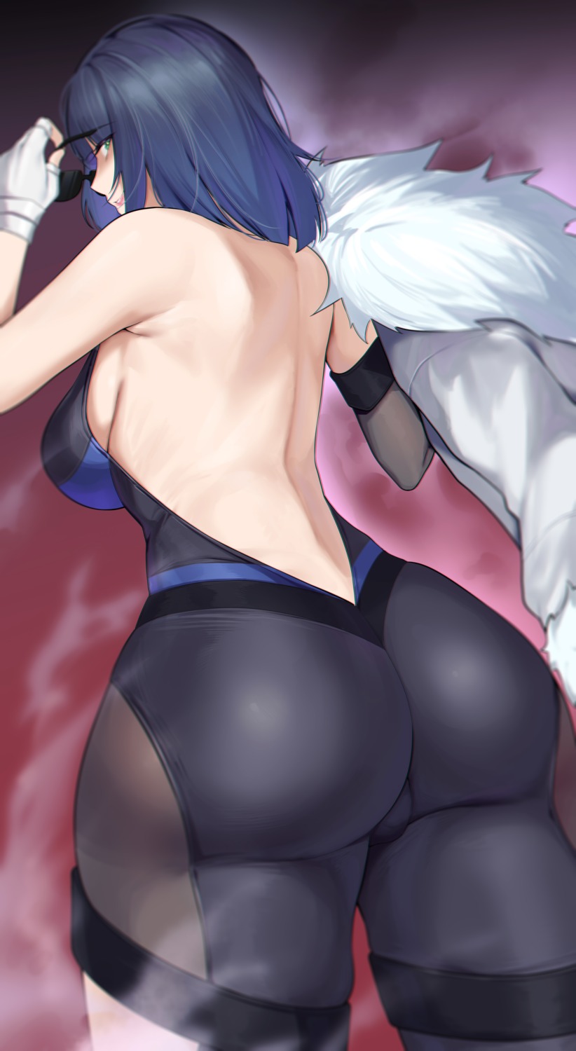 ass bodysuit garter genshin_impact maskwolf megane no_bra yelan