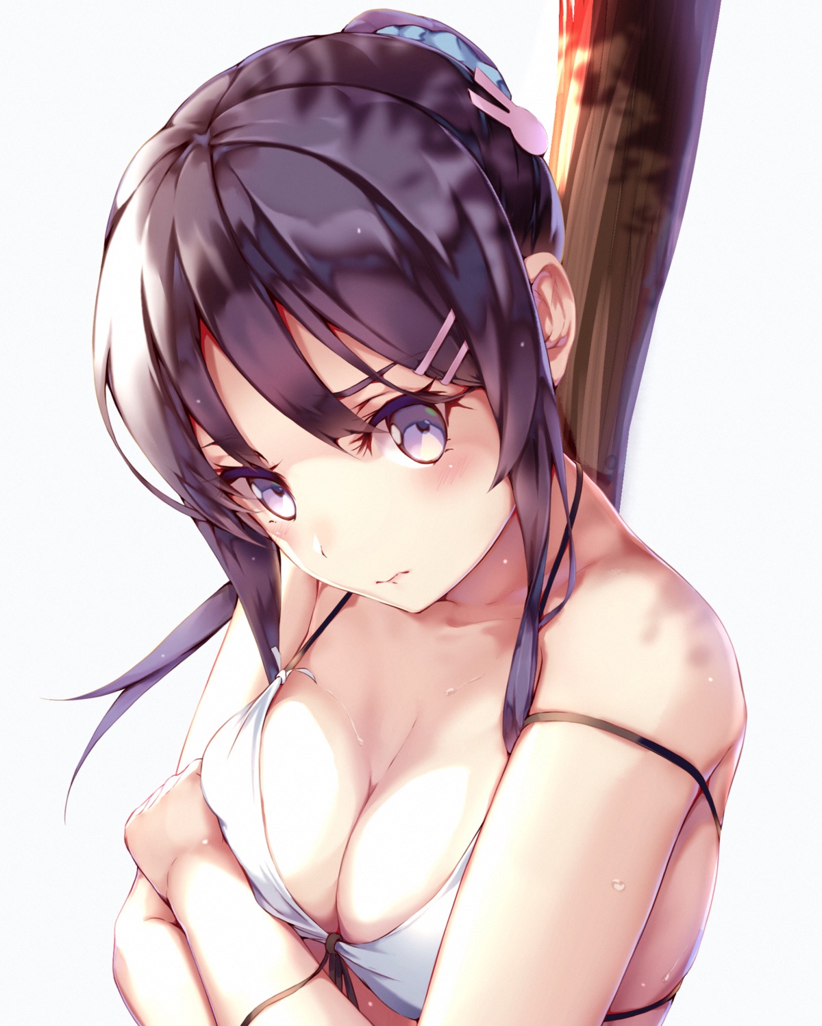 aotsuki_kaoru bikini_top breast_hold cleavage sakurajima_mai seishun_buta_yarou swimsuits