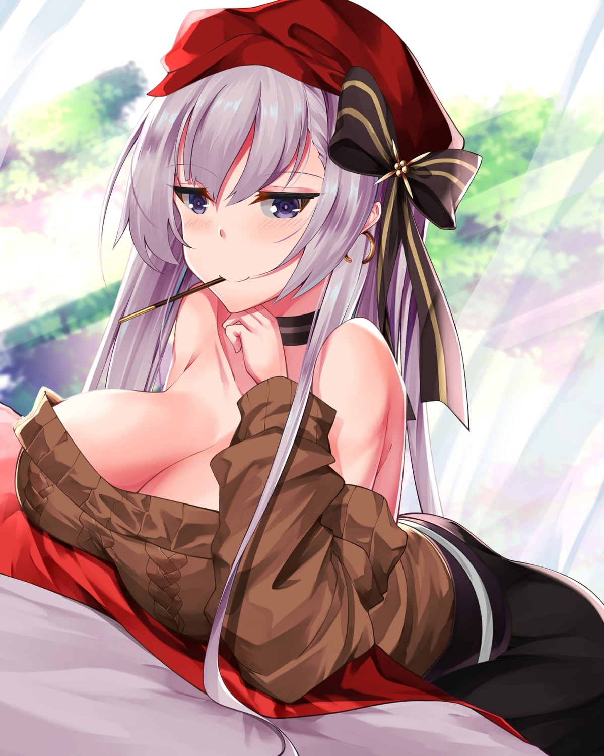 azur_lane belfast_(azur_lane) no_bra sweater yan_lie