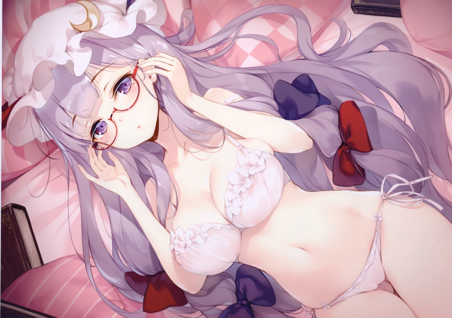 bra cleavage ke-ta megane pantsu patchouli_knowledge string_panties touhou