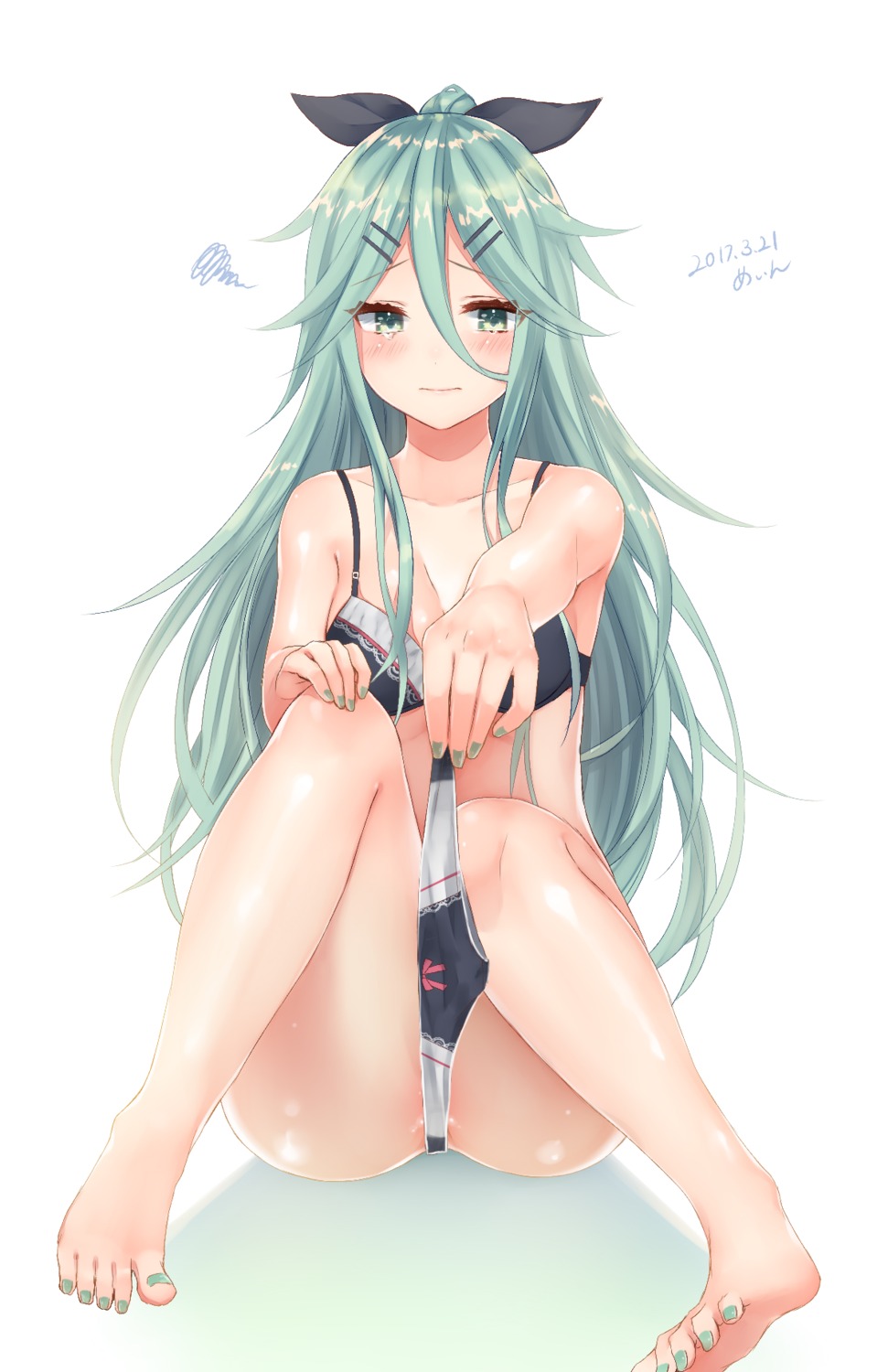 bottomless bra feet kantai_collection pantsu sakiryo_kanna yamakaze_(kancolle)