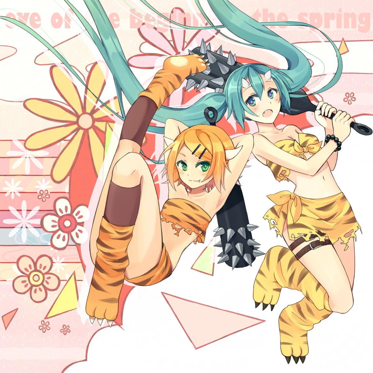 hatsune_miku horns kagamine_rin vocaloid wadaka