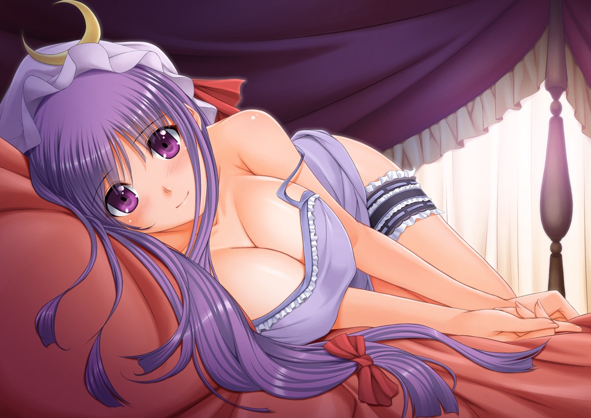 chiro cleavage garter patchouli_knowledge touhou