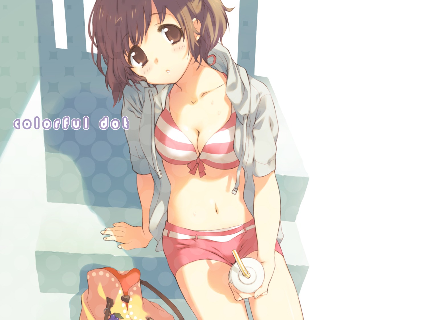 bikini cleavage fujisawa_machi open_shirt swimsuits wallpaper