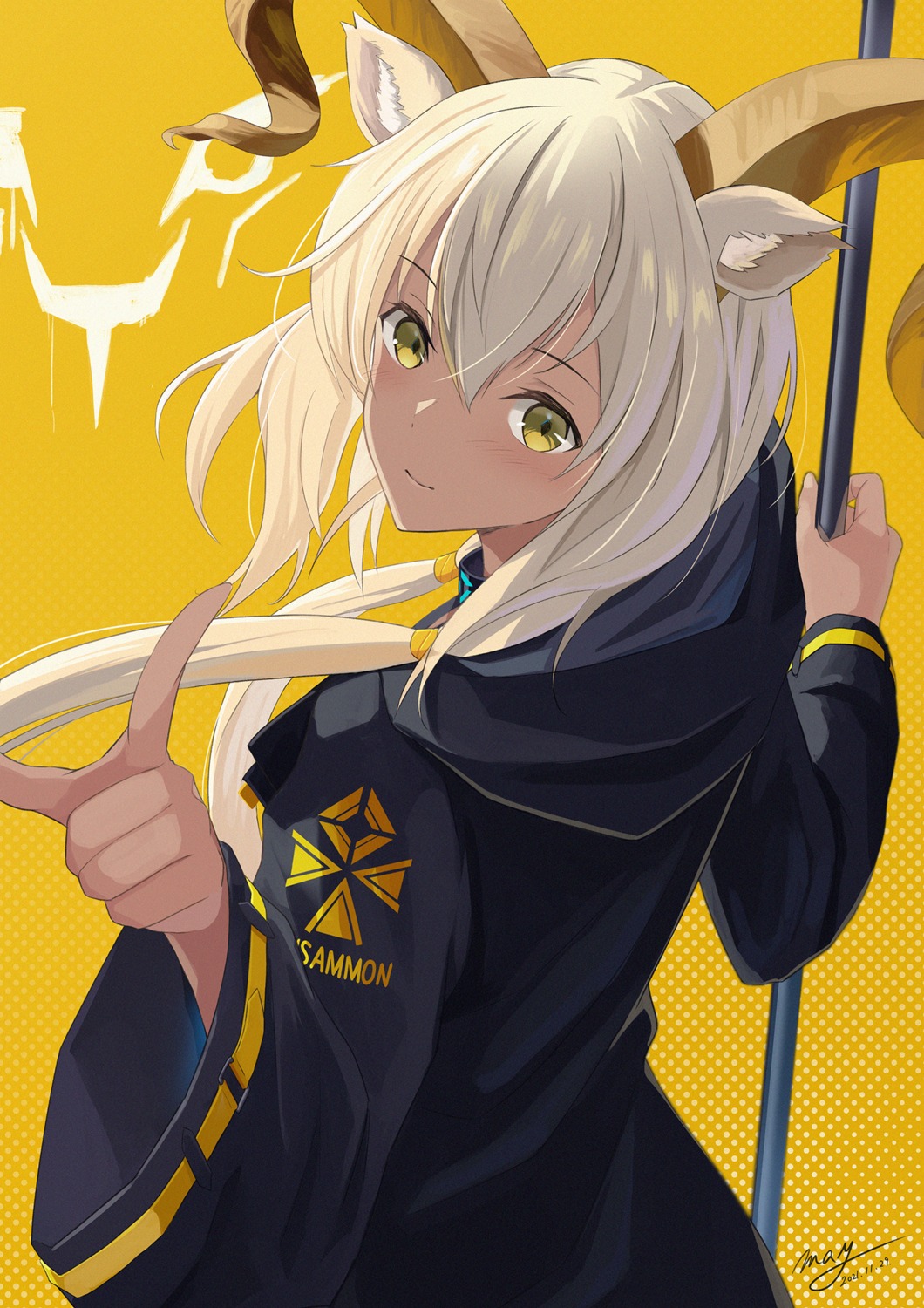 animal_ears arknights beeswax_(arknights) horns m.a.y.