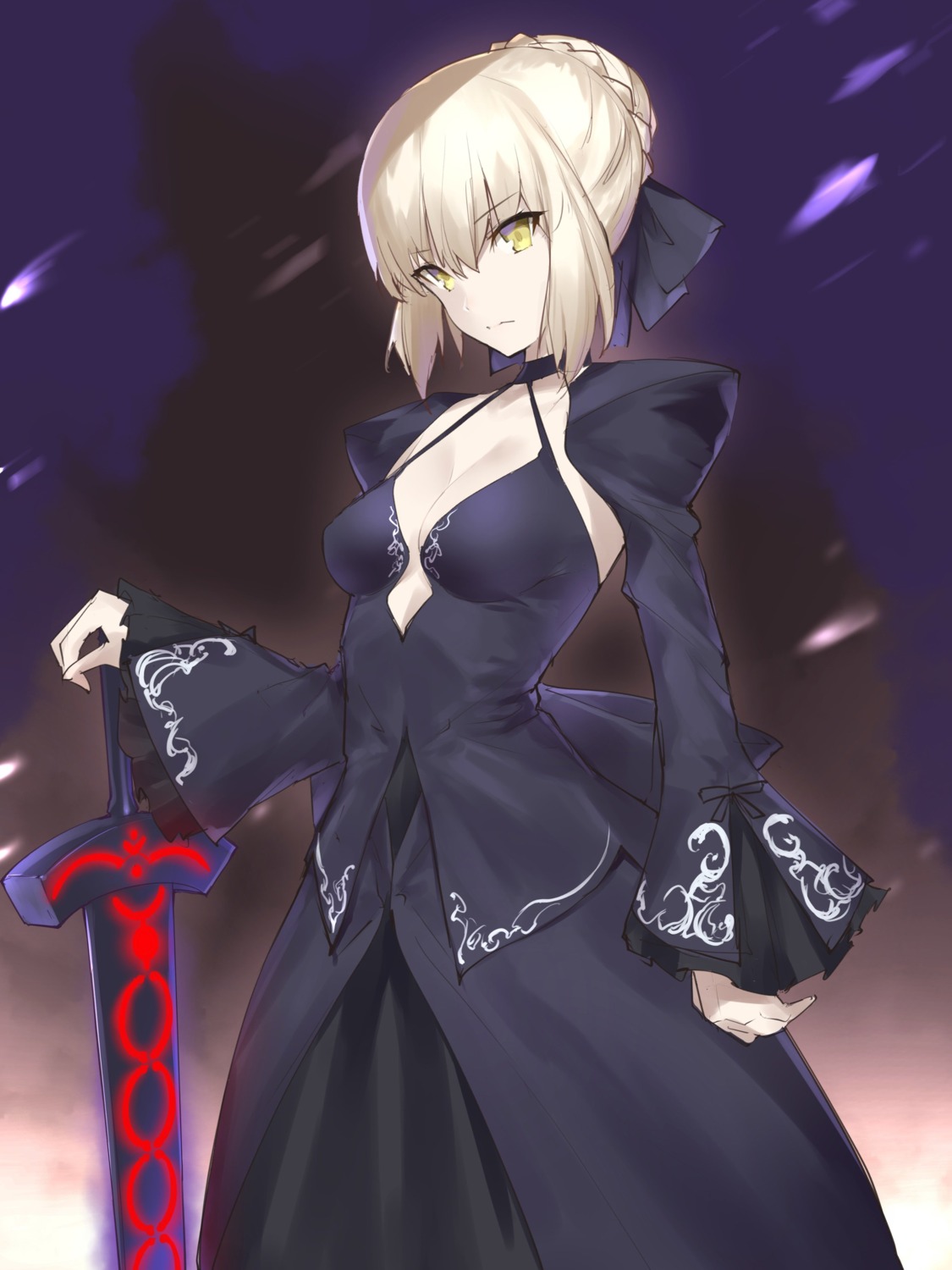 cleavage dress fate/stay_night saber saber_alter sword yaman