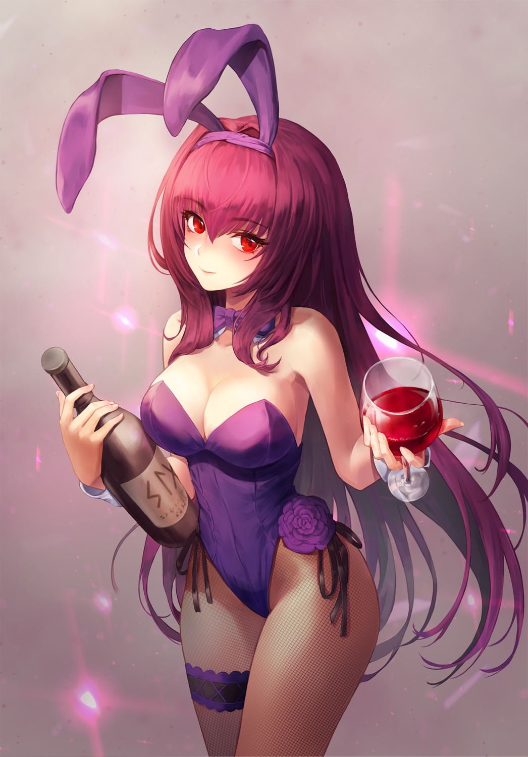 animal_ears bunny_ears bunny_girl cleavage fate/grand_order fishnets garter pantyhose rcvz8745 scathach_(fate/grand_order)