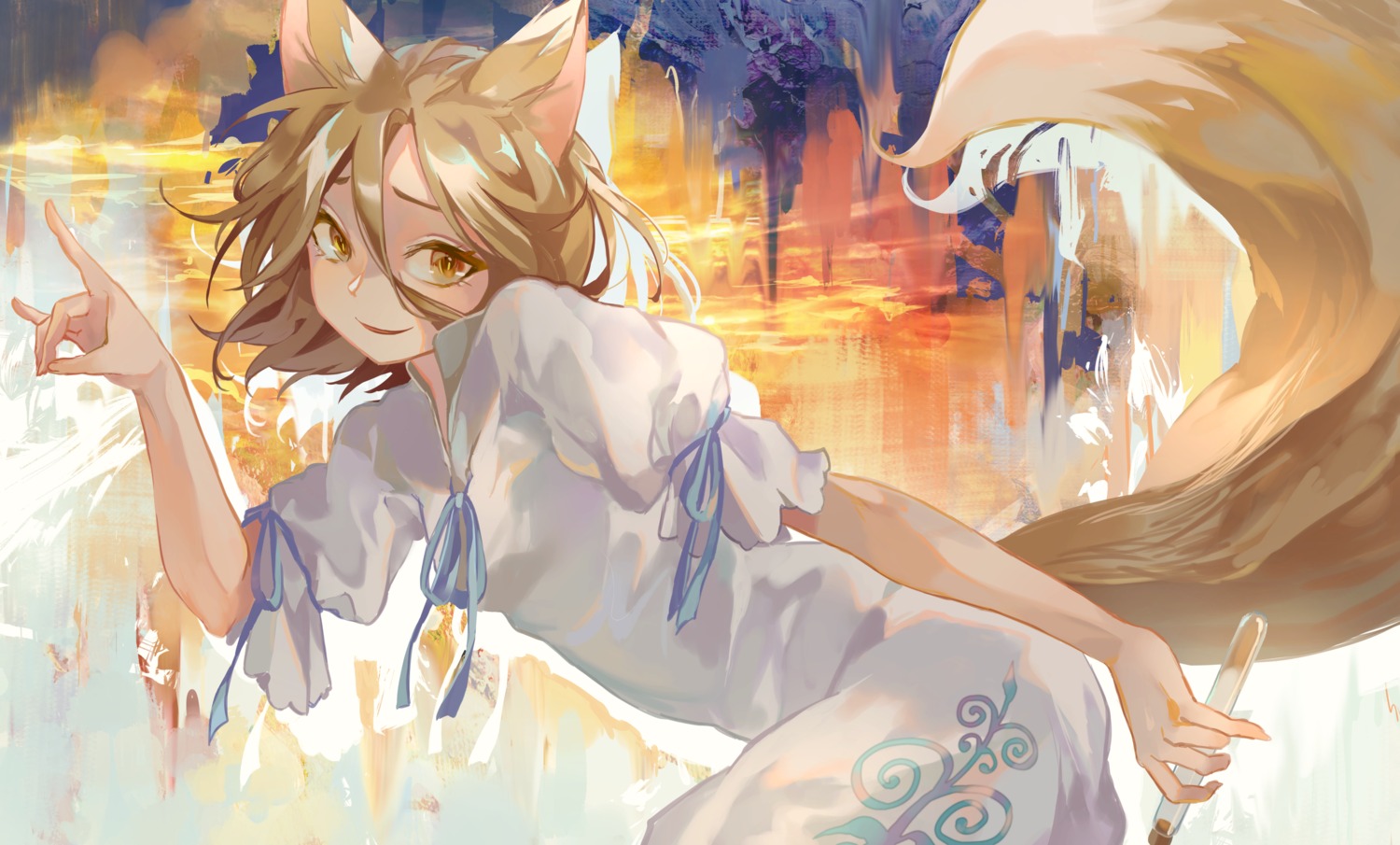 animal_ears asian_clothes kitsune kudamaki_tsukasa kyusoukyu tail touhou