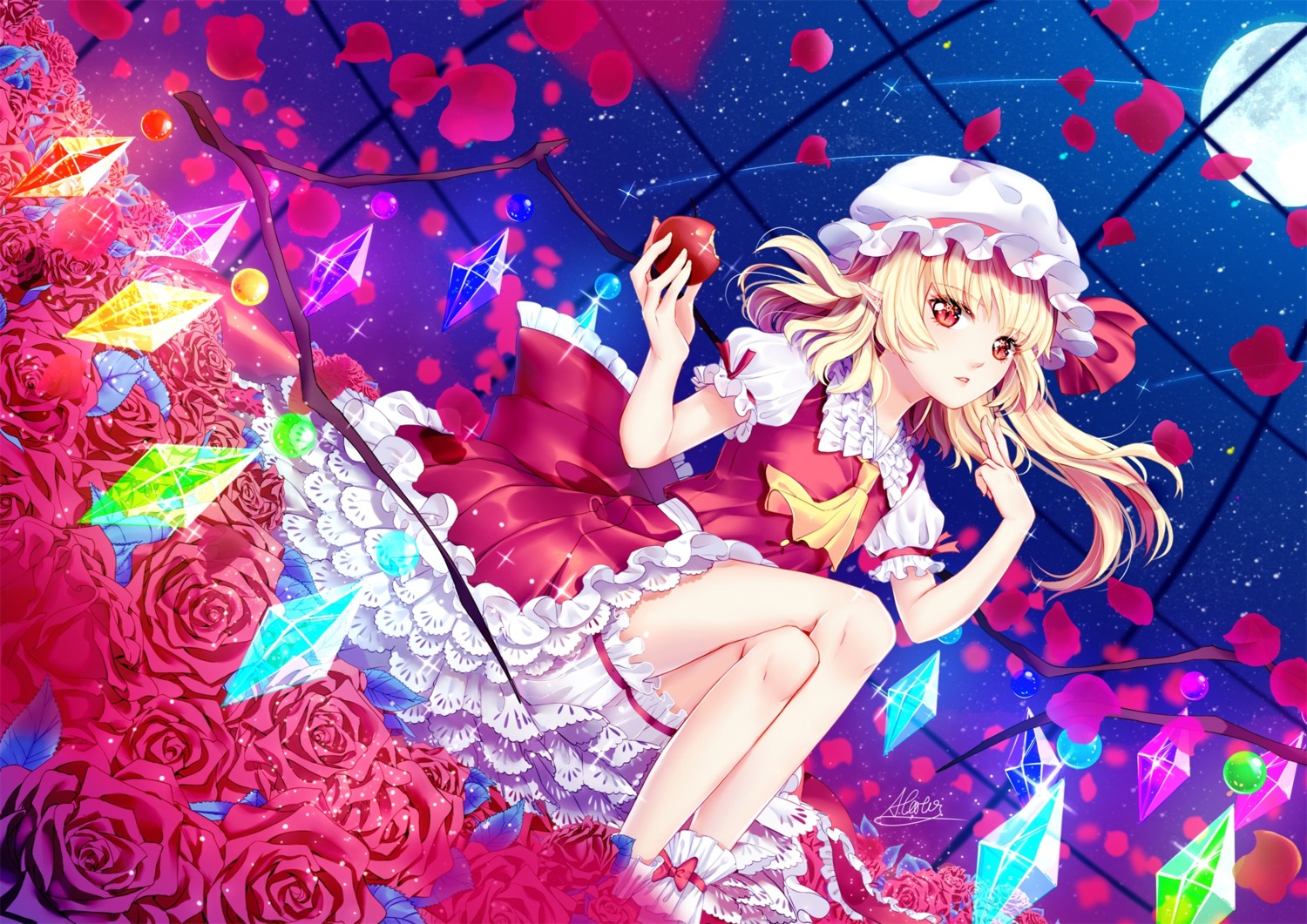 atatos bloomers dress flandre_scarlet pointy_ears touhou wings
