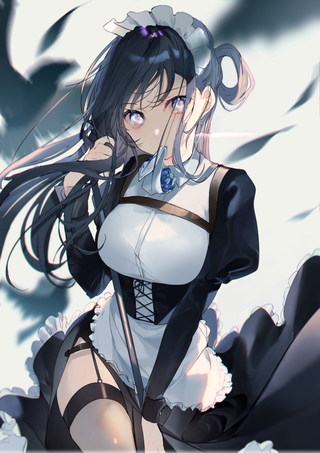 maid miwano_ragu skirt_lift stockings thighhighs