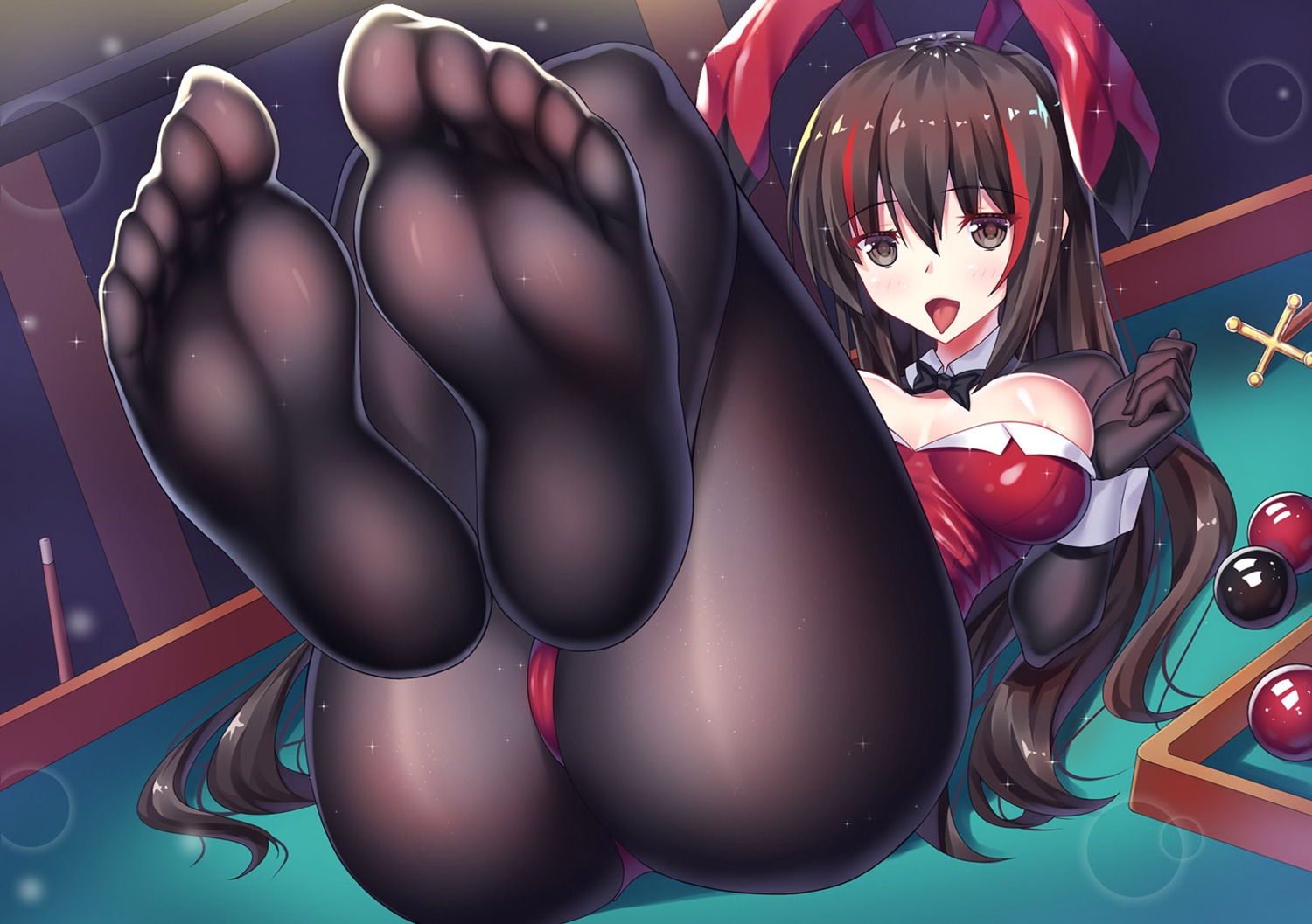 ame_wa_agattano animal_ears areola bunny_ears bunny_girl cameltoe feet no_bra pantyhose