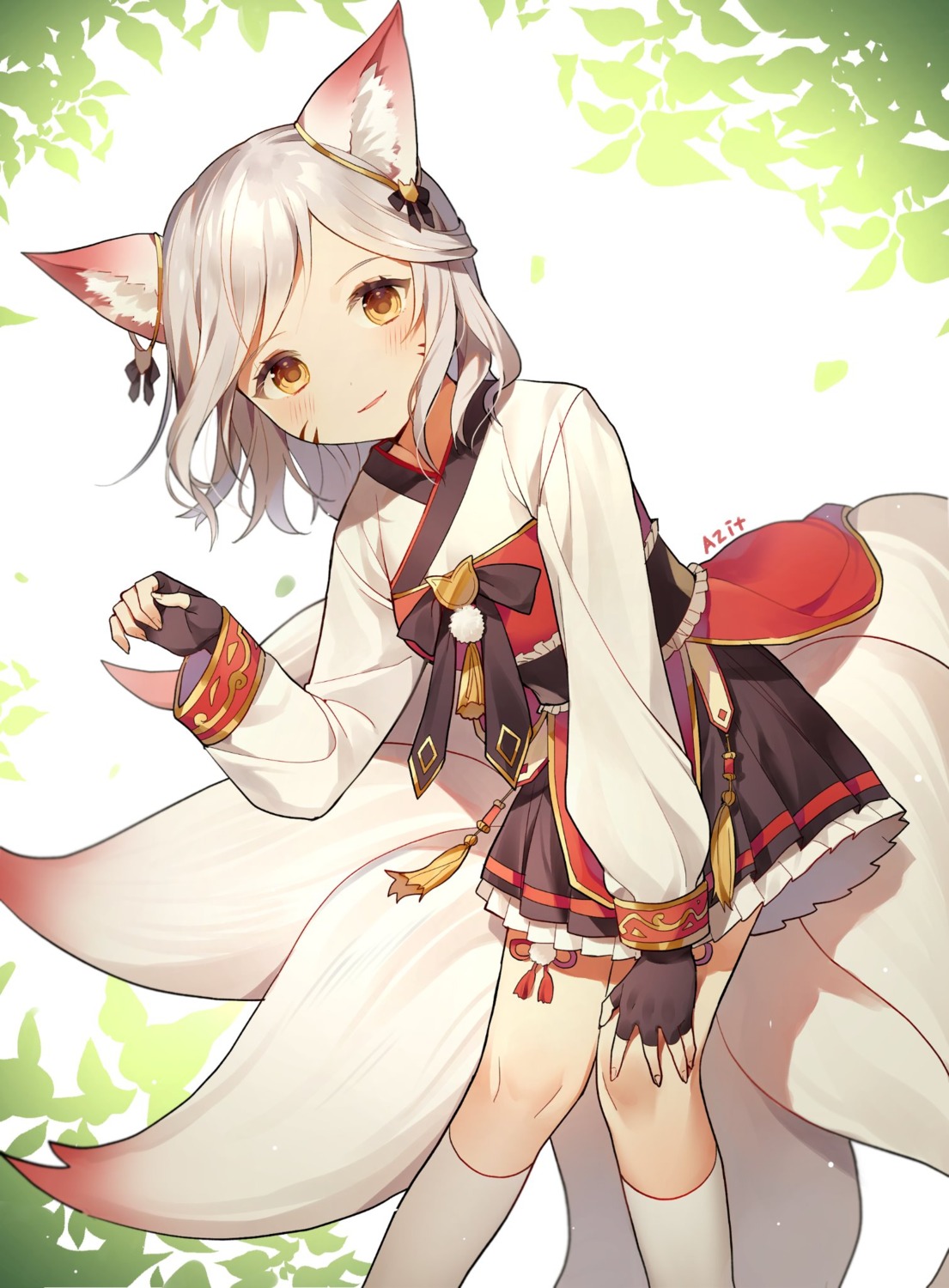 animal_ears azit_(down) japanese_clothes kitsune tail