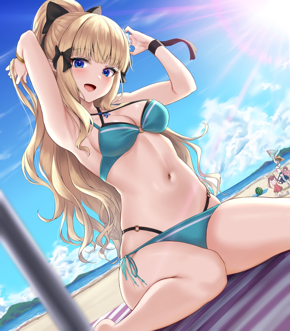 bikini cleavage princess_connect princess_connect!_re:dive rama_(yu-light8) sasaki_saren swimsuits