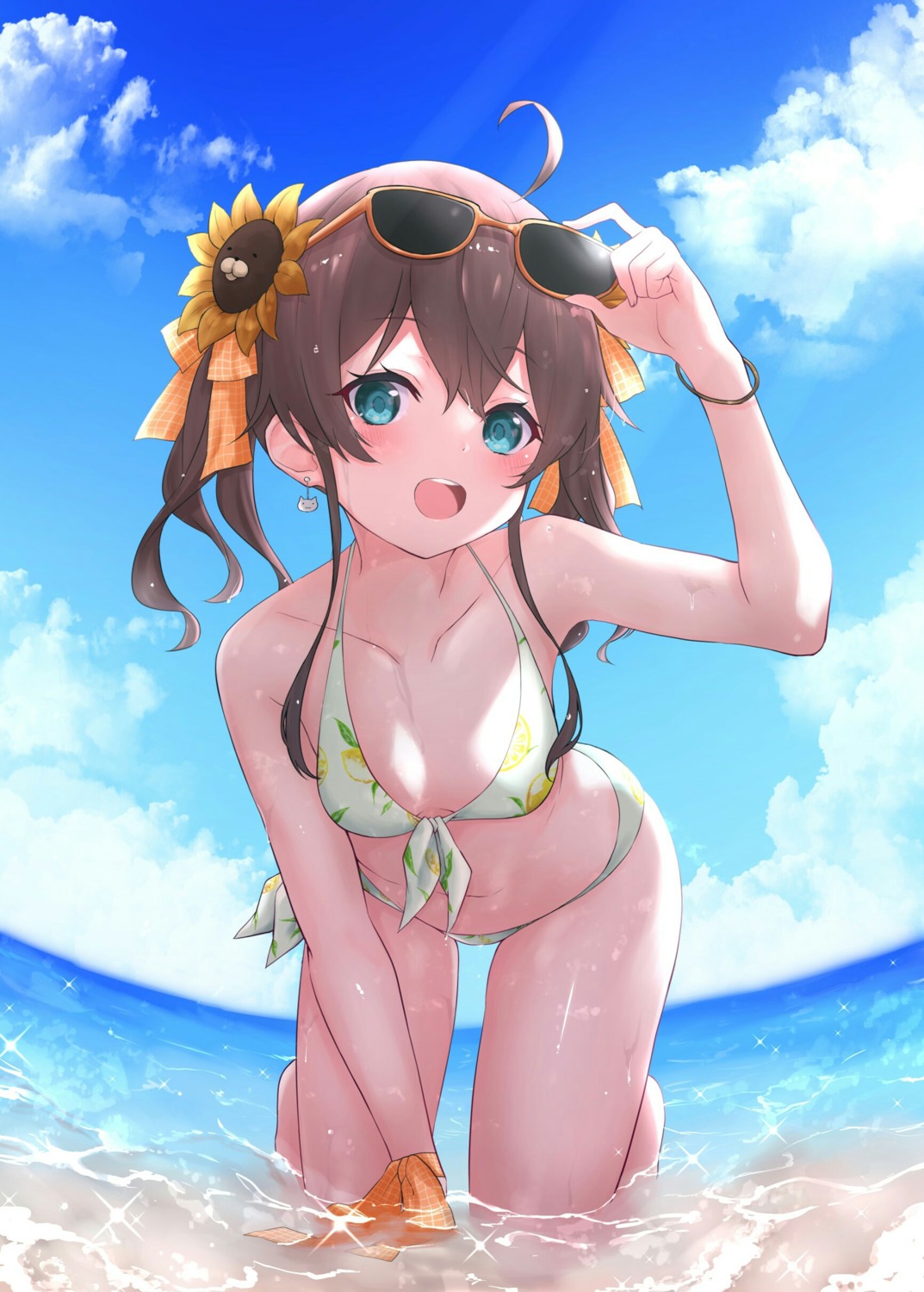 bikini hololive megane na-code_(gurich) natsuiro_matsuri swimsuits wet