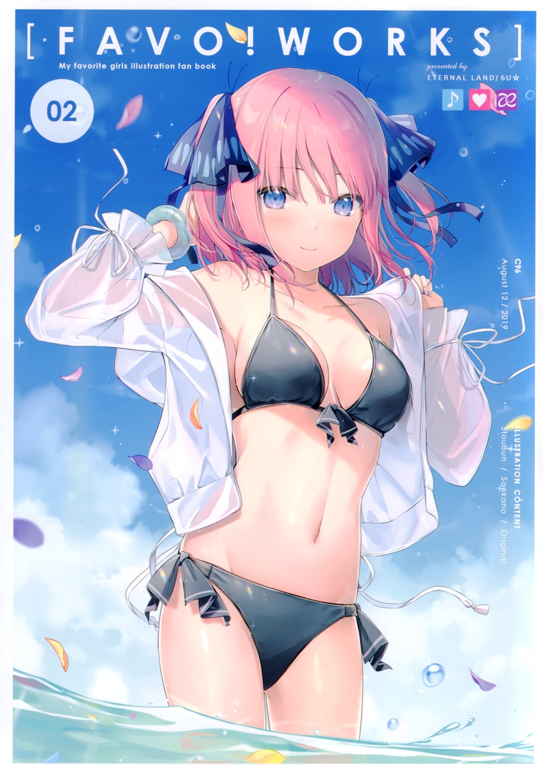 5-toubun_no_hanayome 6u eternal_land nakano_nino open_shirt swimsuits wet wet_clothes