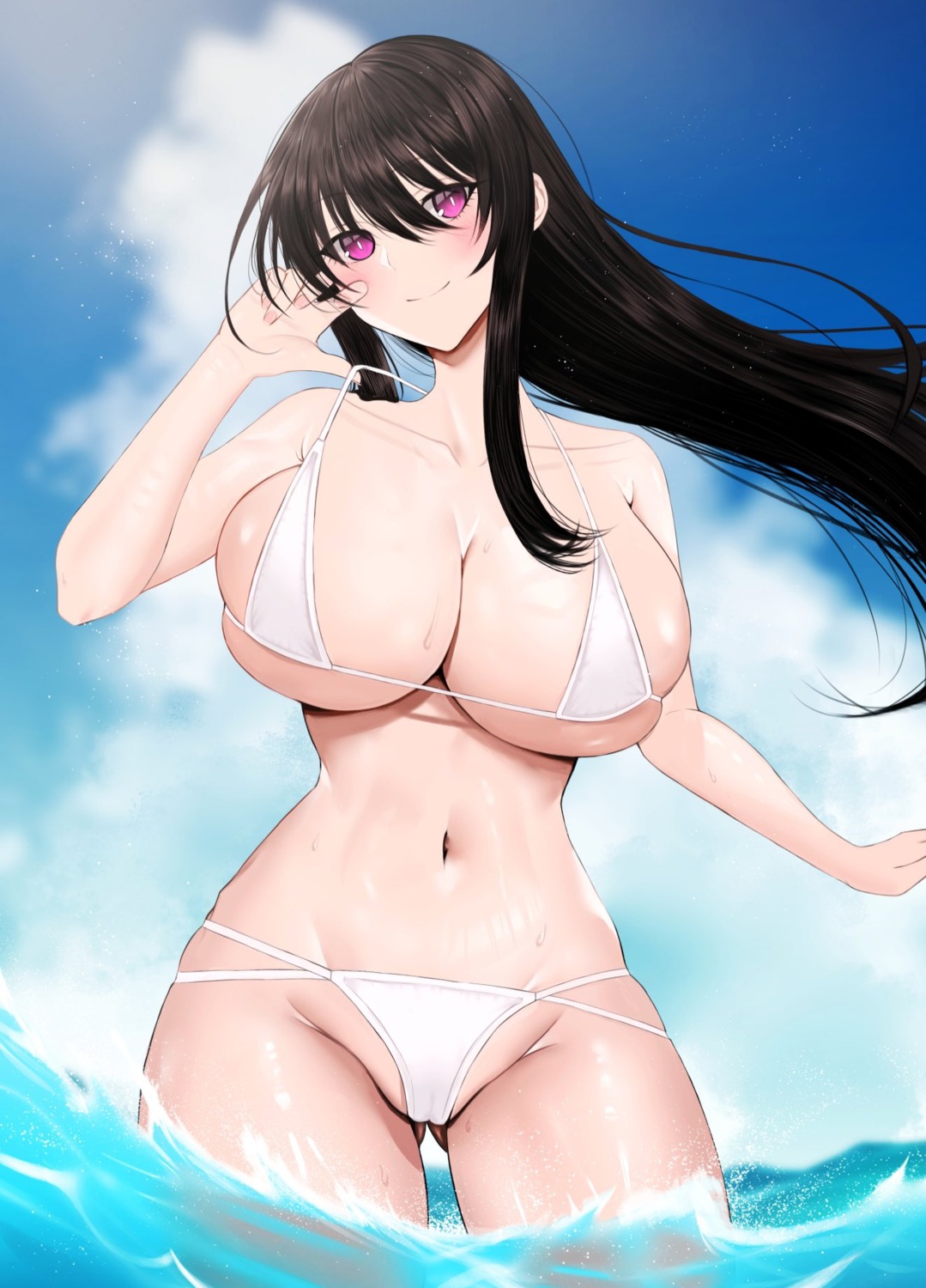 bikini cameltoe mogami_kouji swimsuits thong wet