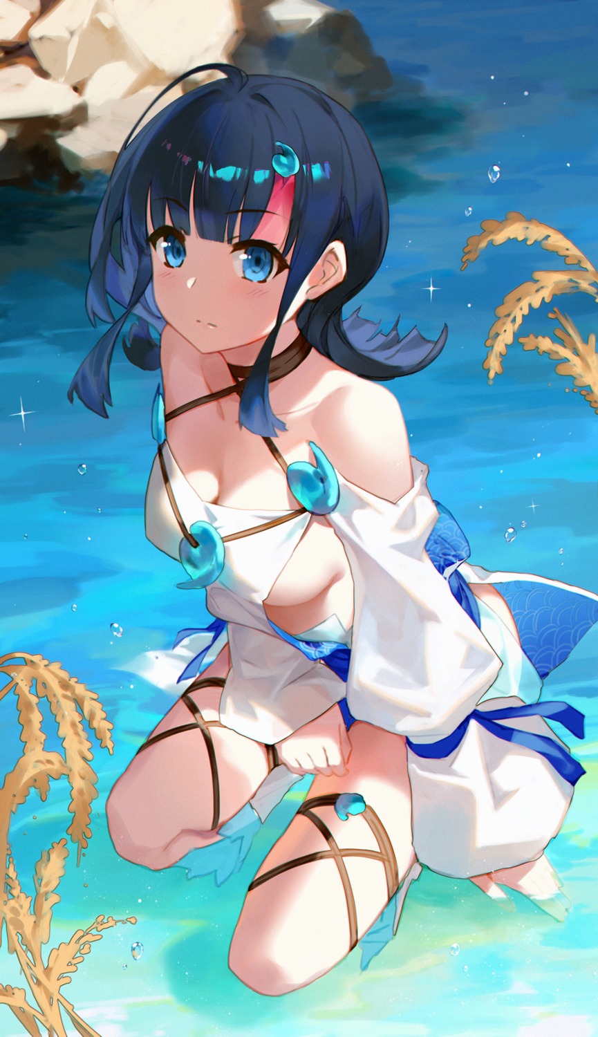 cleavage fate/requiem garter no_bra utsumi_erice wet yijian_ma