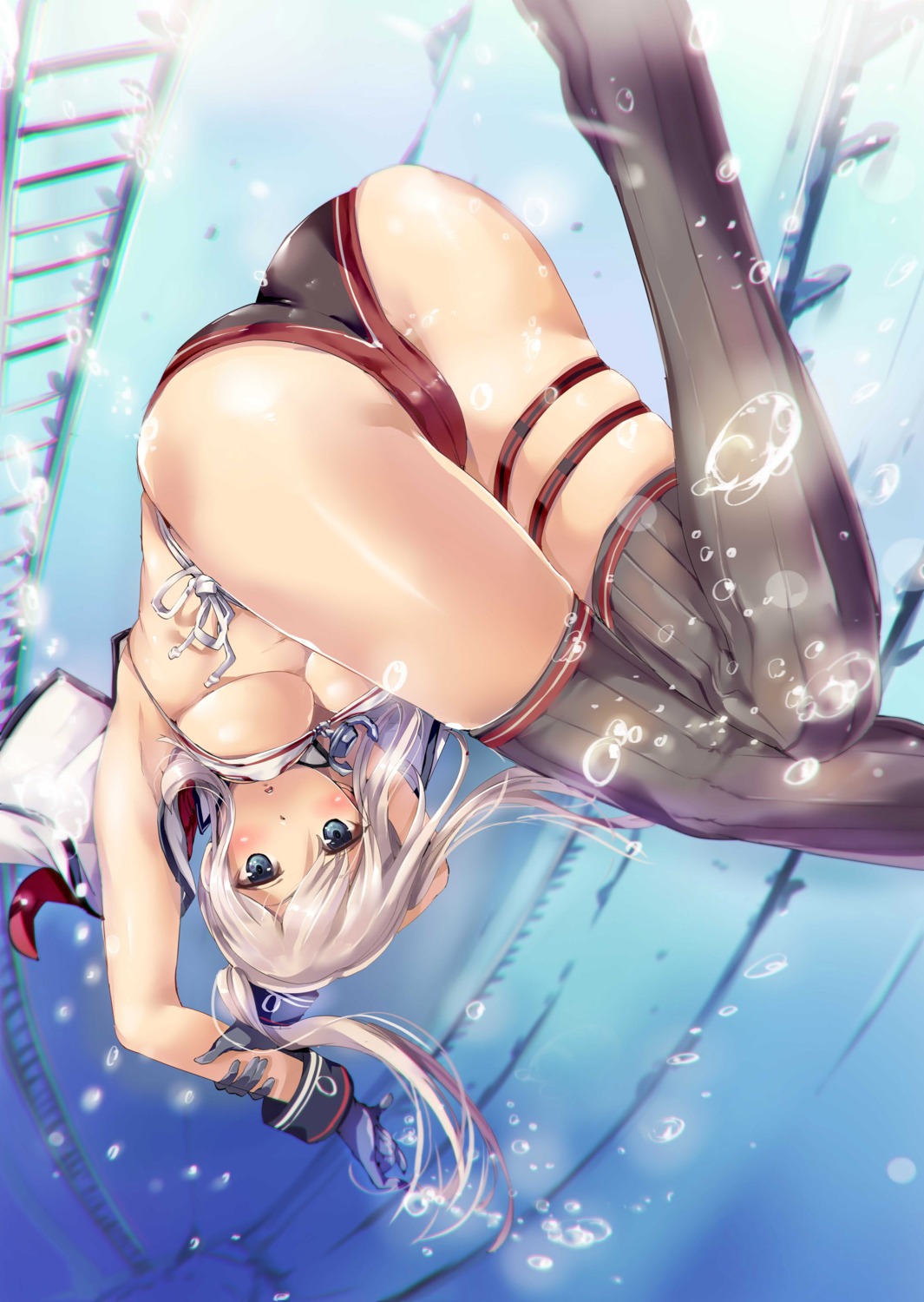 ass erect_nipples garter graf_zeppelin_(kancolle) kantai_collection no_bra renji swimsuits thighhighs underboob