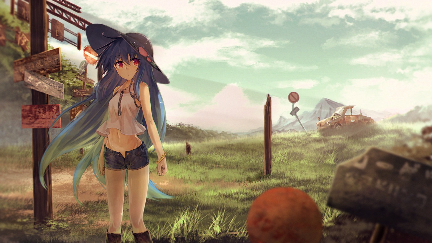 hinanawi_tenshi ibuki_notsu landscape touhou wallpaper