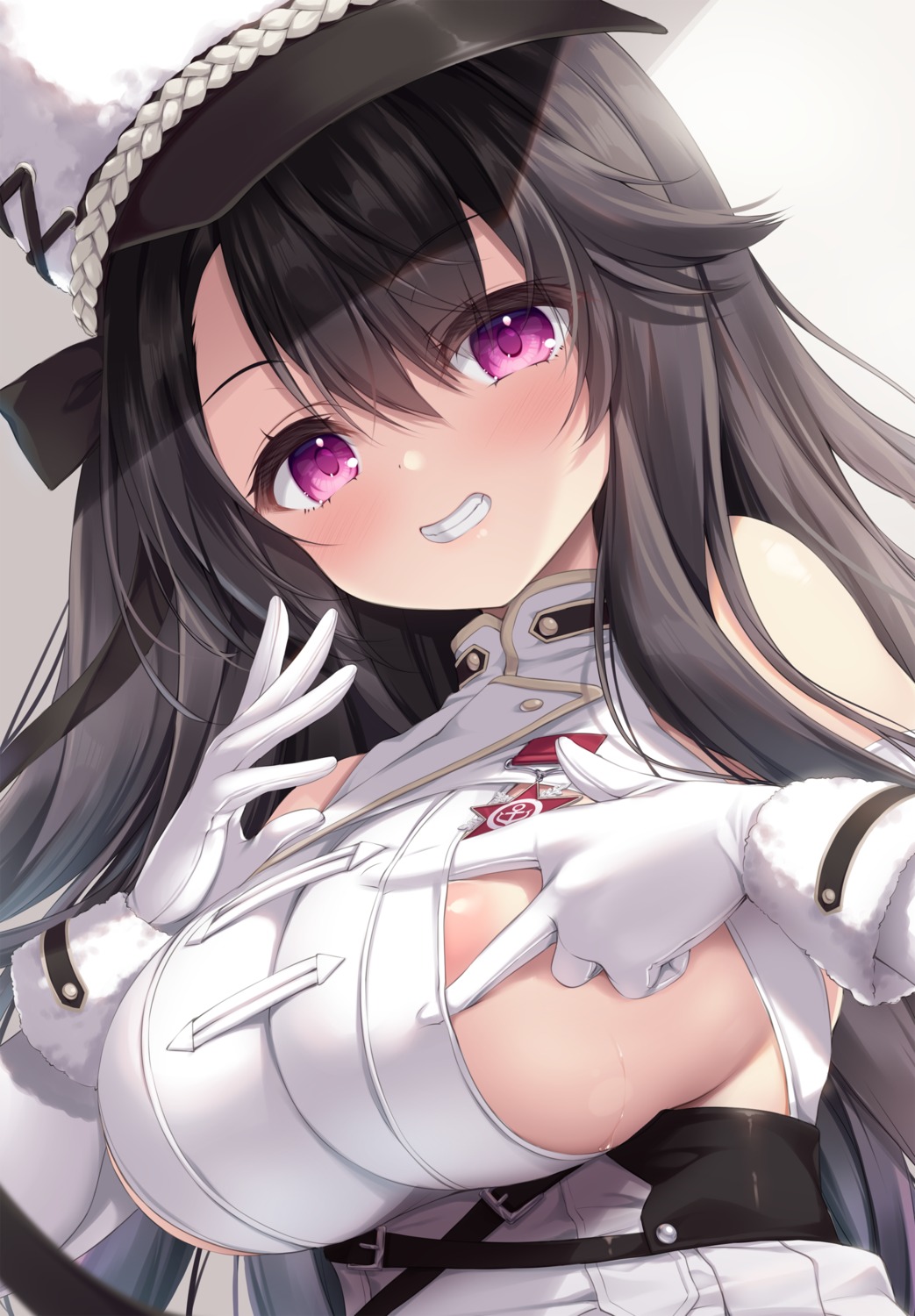 areola azur_lane breast_hold mikagami_mamizu no_bra pamiat_merkuria_(azur_lane) uniform wet