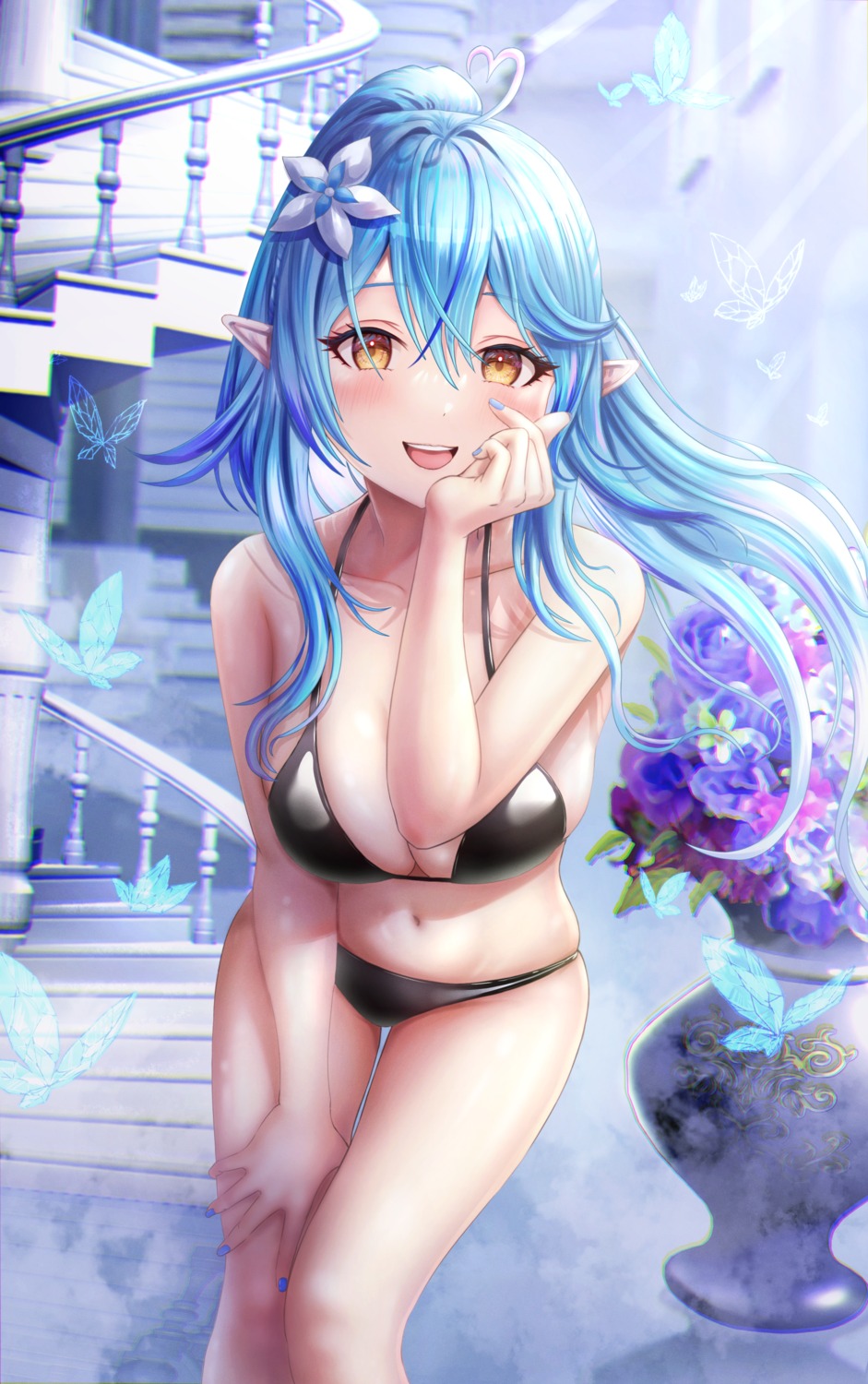 bikini hololive pointy_ears swimsuits wajuniorbox yukihana_lamy