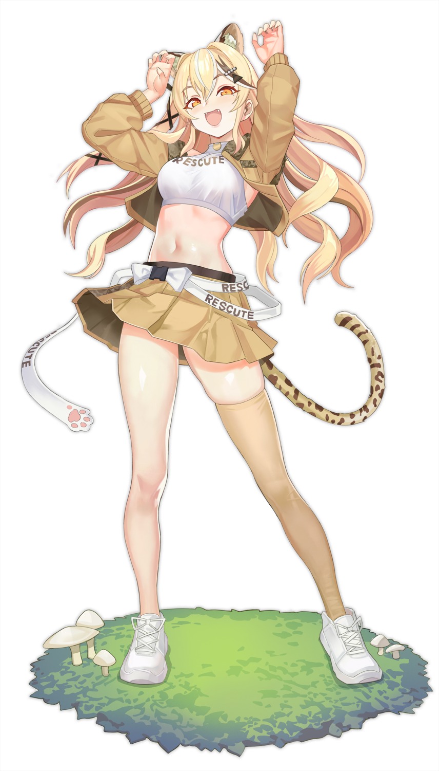 animal_ears ayuxu nekomimi skirt_lift tail thighhighs