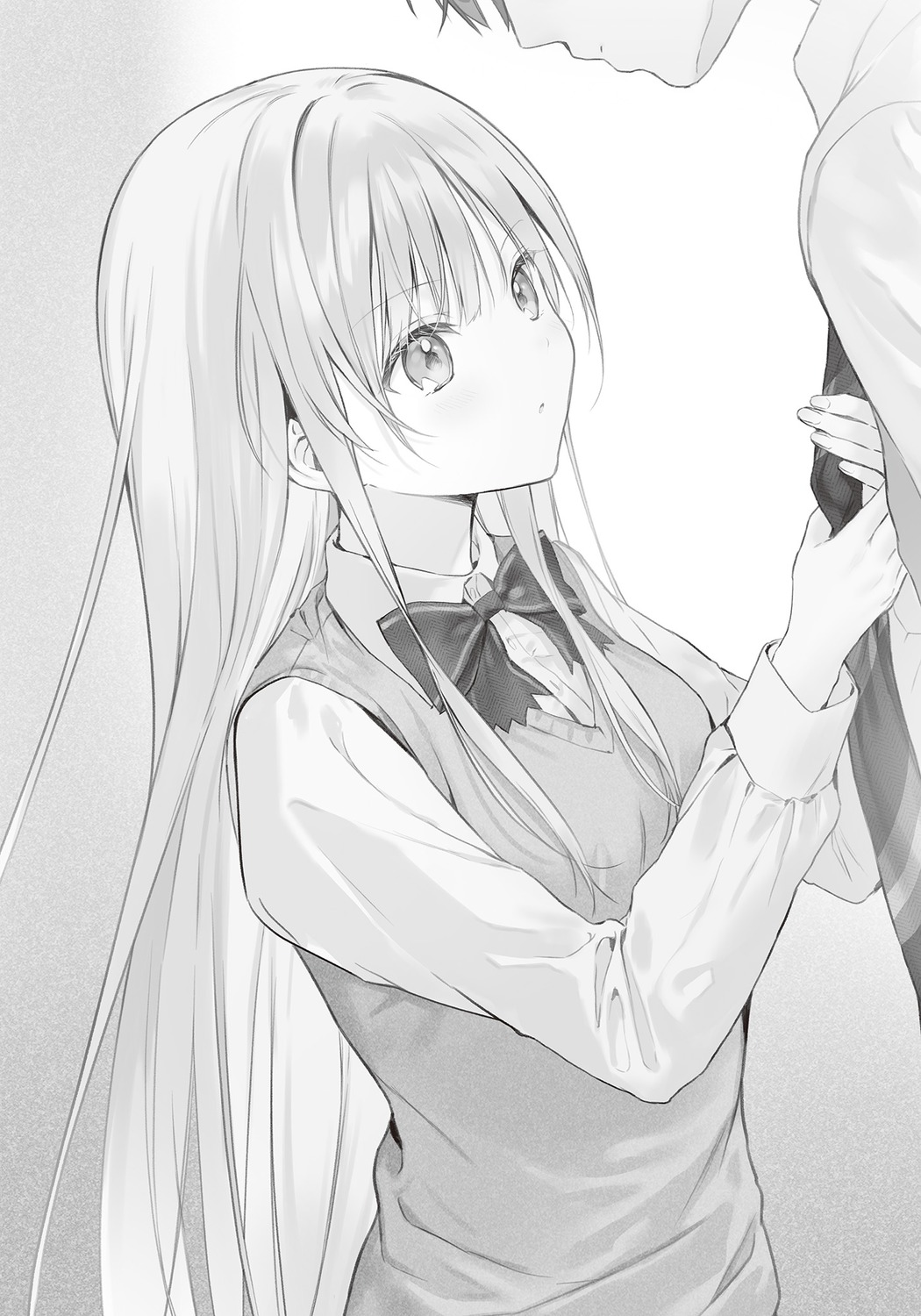 fujimiya_amane hanekoto monochrome otonari_no_tenshi-sama_ni_itsunomanika_dame_ningen_ni_sareteita_ken seifuku shiina_mahiru sweater