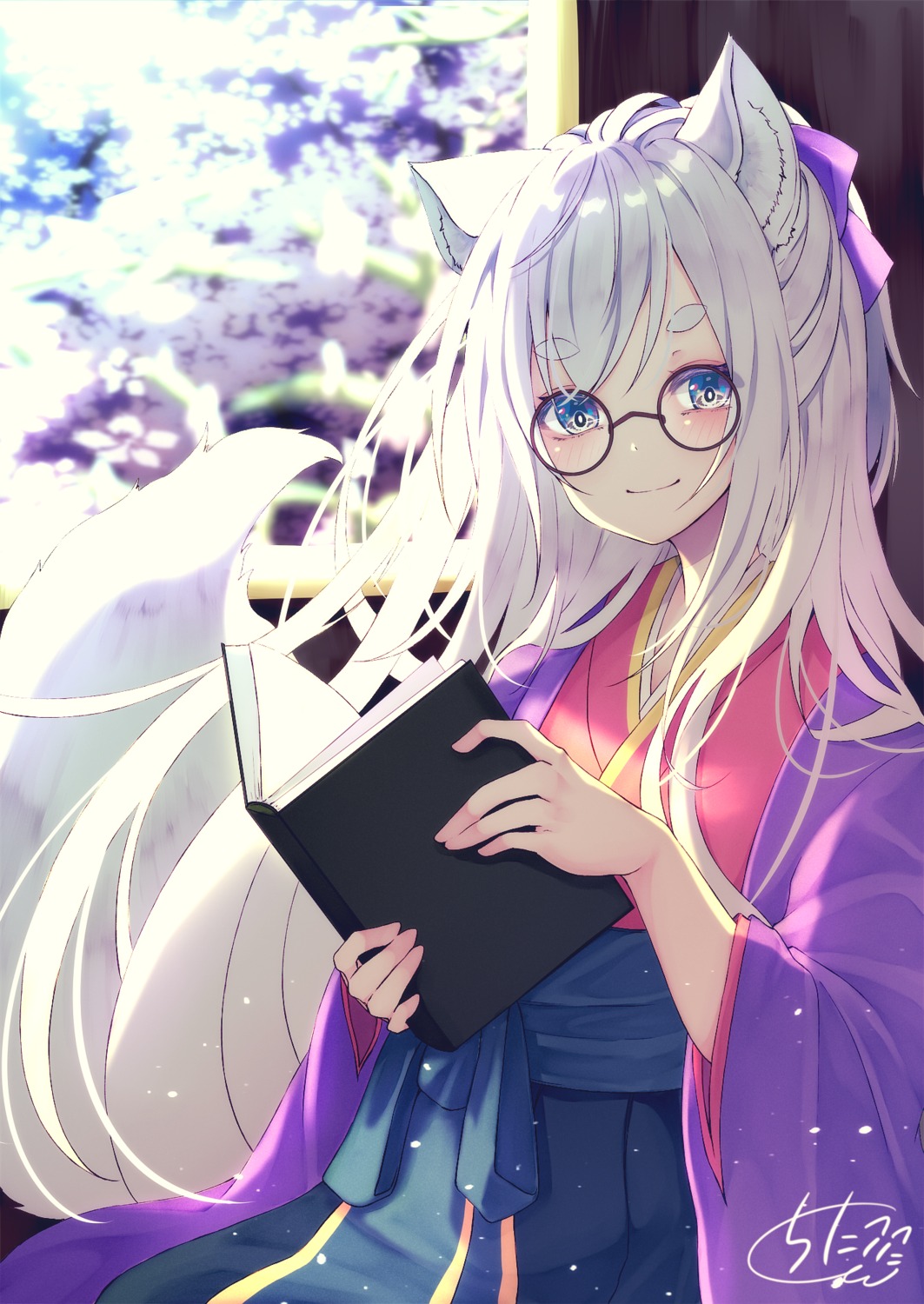 animal_ears chita_(ketchup) japanese_clothes megane