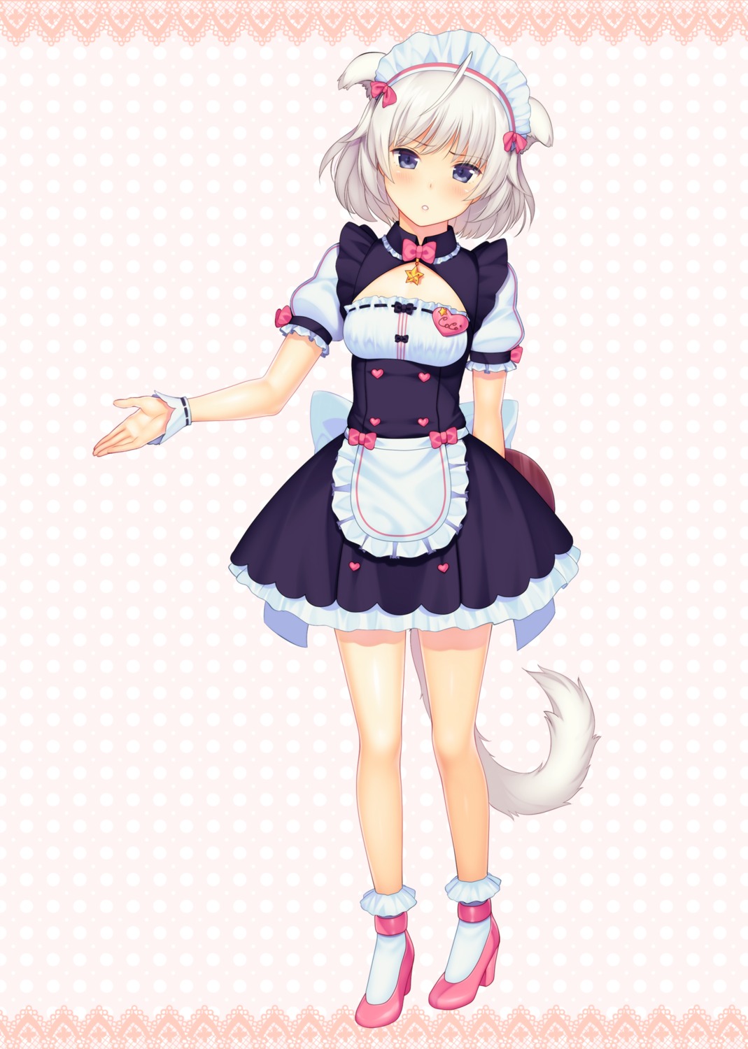 animal_ears cosplay eventh7 heels maid nekomimi tail