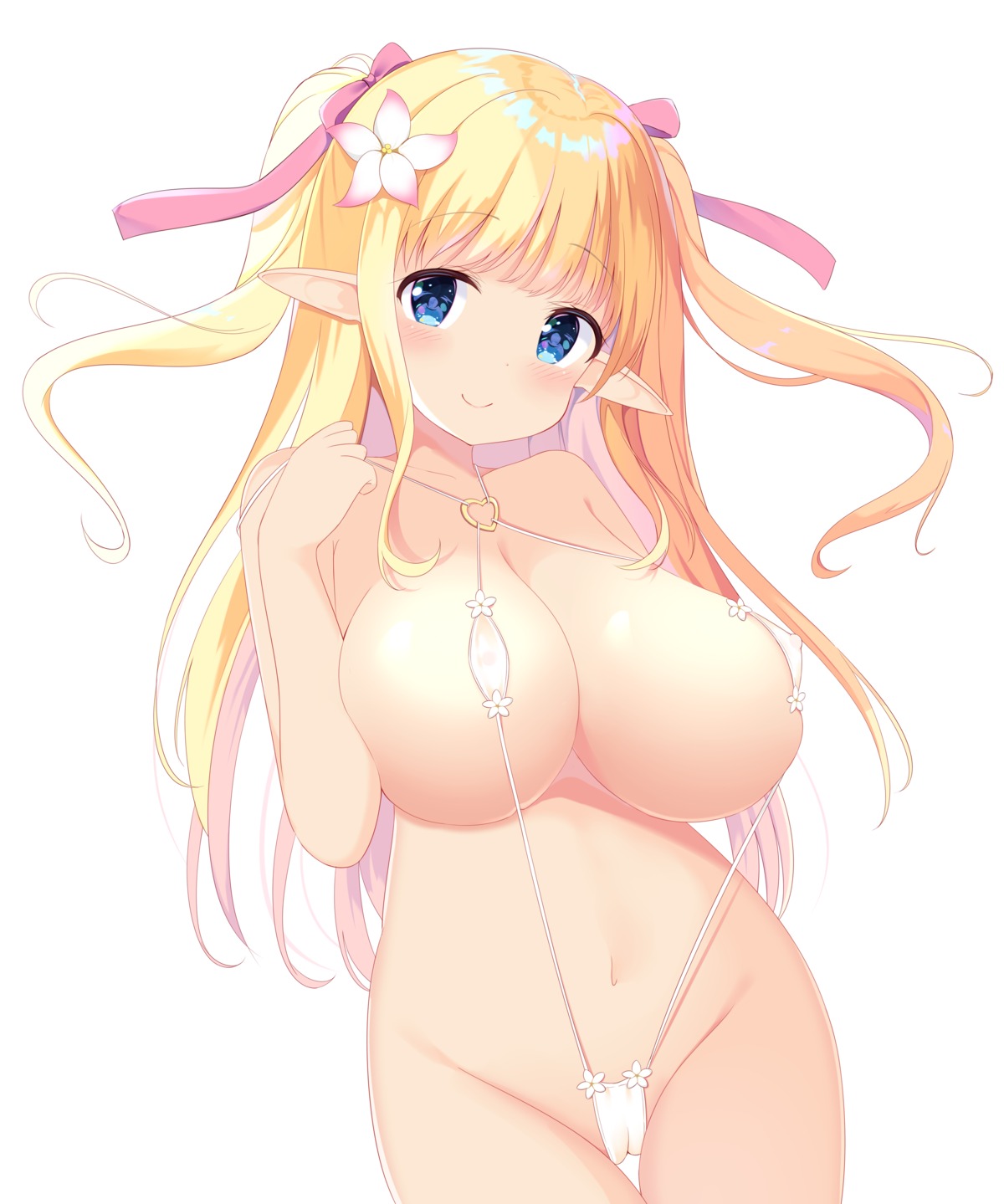 cameltoe elf erect_nipples mimi_(mimi3mimimi) pointy_ears sling_bikini swimsuits