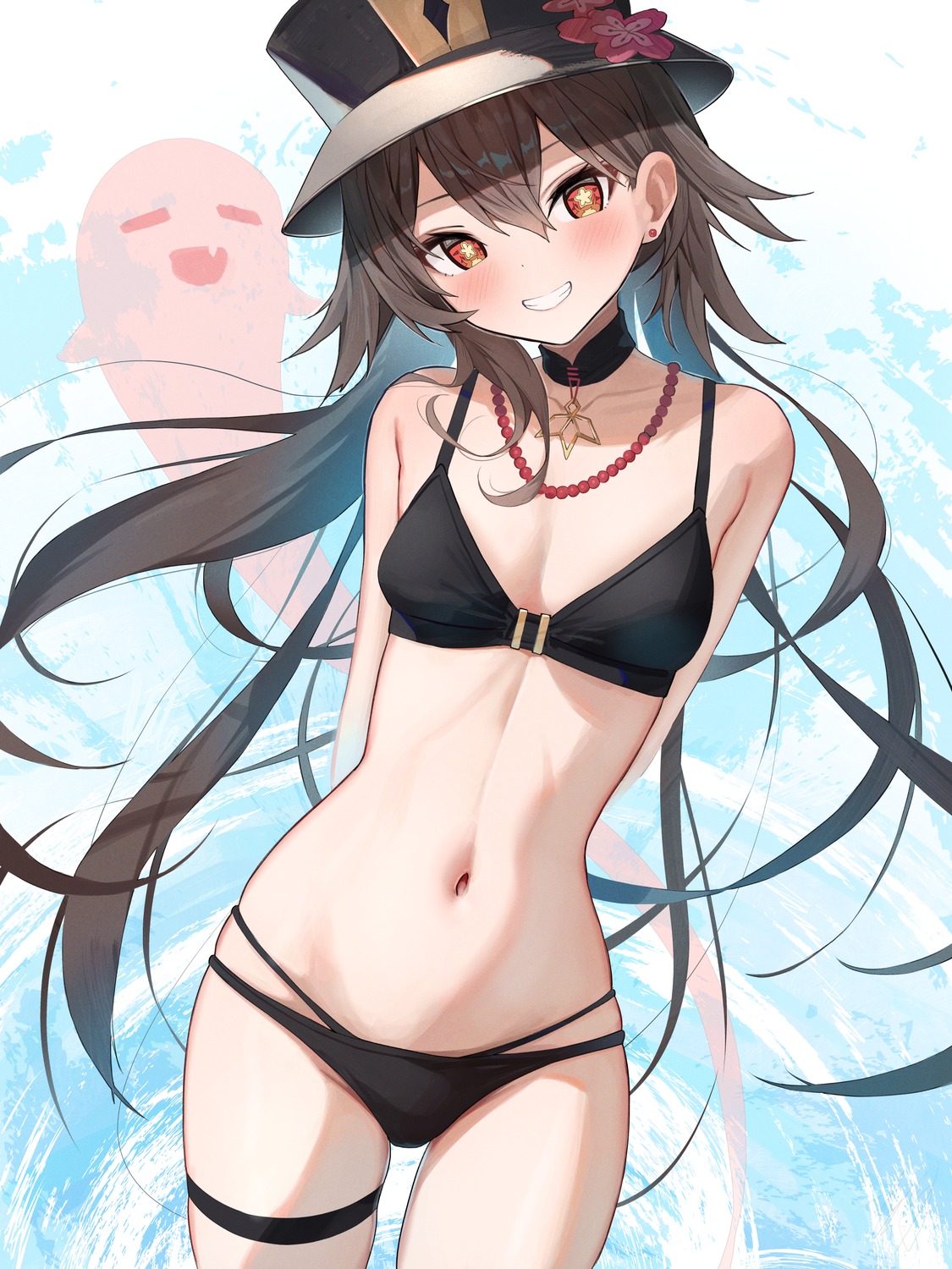 bikini garter genshin_impact hidulume hu_tao swimsuits