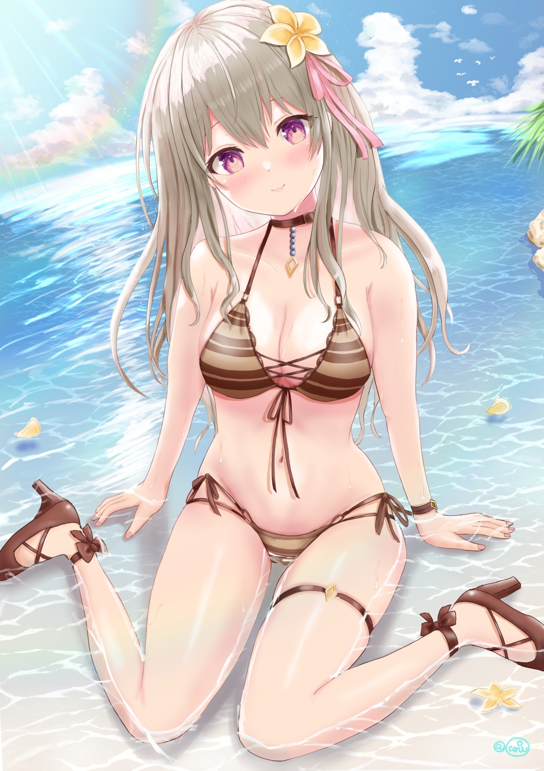 bikini garter hanakumo_rin heels propro_production swimsuits uni_ikura_(un1kura) wet