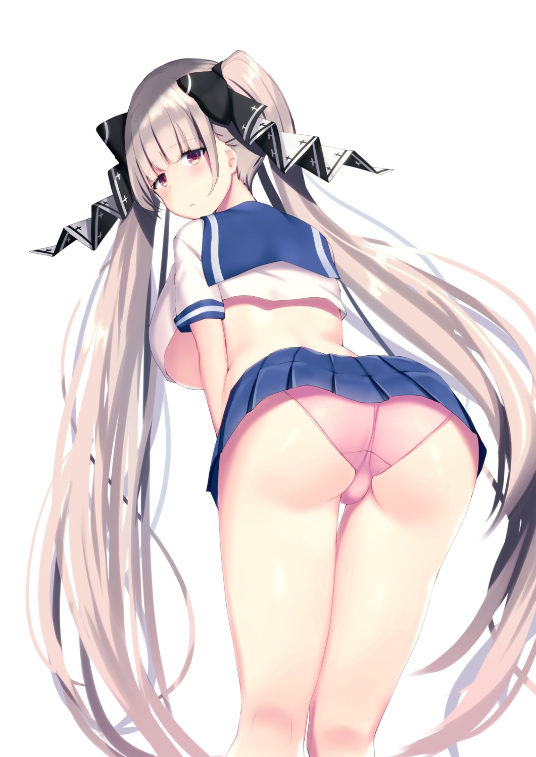 ass azur_lane formidable_(azur_lane) liya no_bra pantsu seifuku skirt_lift underboob