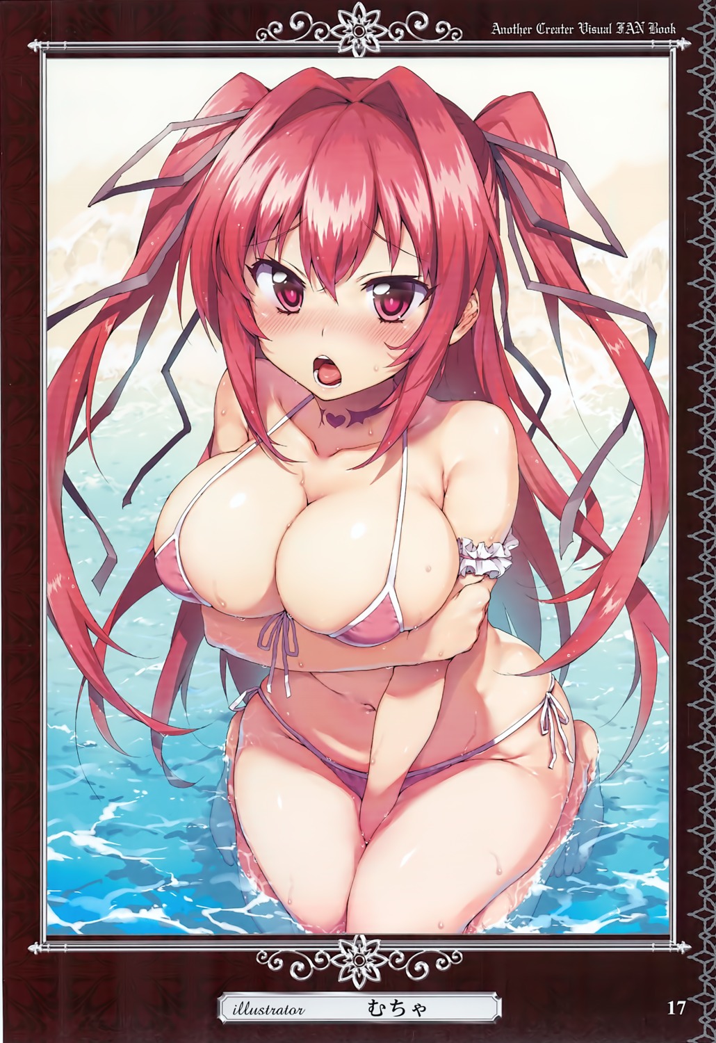 bikini breast_hold cleavage cropme mutyakai naruse_mio shinmai_maou_no_testament swimsuits tattoo wet