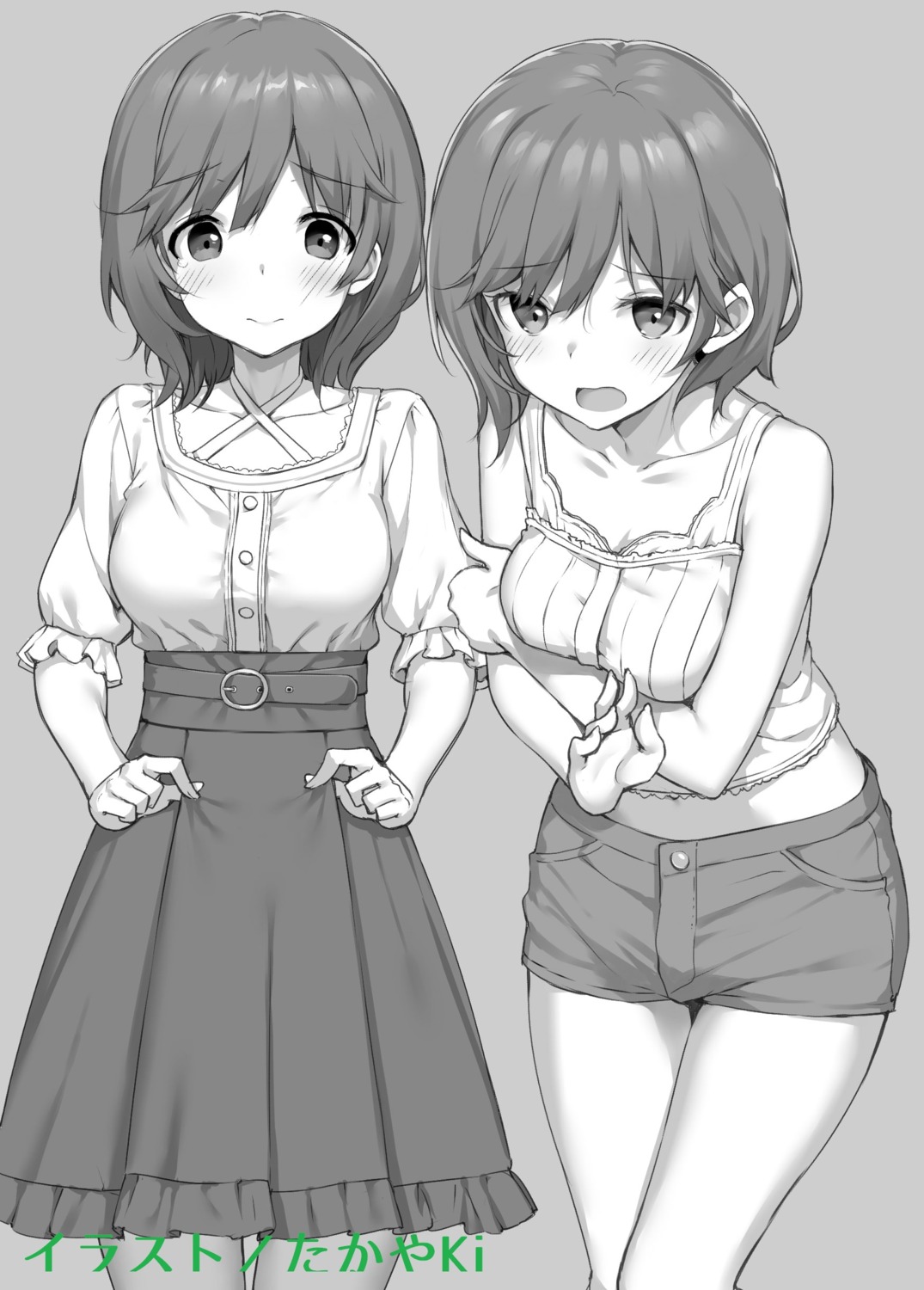 breast_hold higashira_isana mamahaha_no_tsurego_ga_moto_kano_datta monochrome takayaki