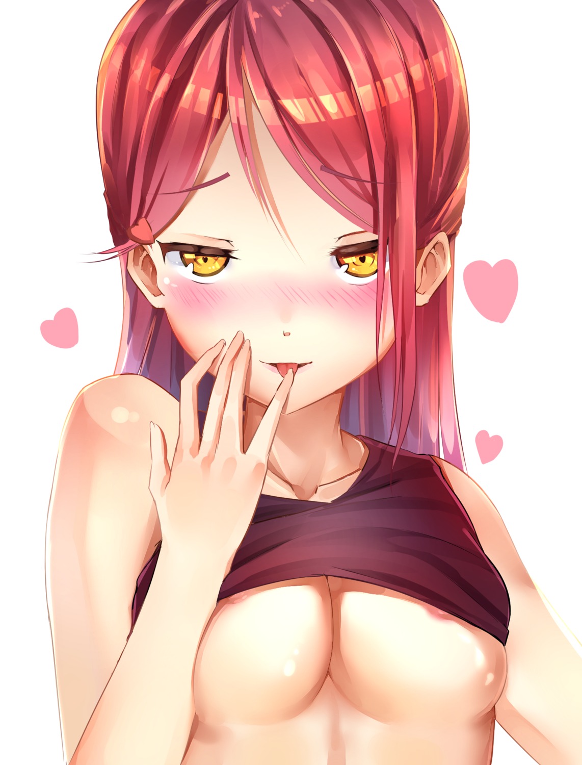 areola breast_hold hachinatsu love_live!_sunshine!! no_bra sakurauchi_riko shirt_lift