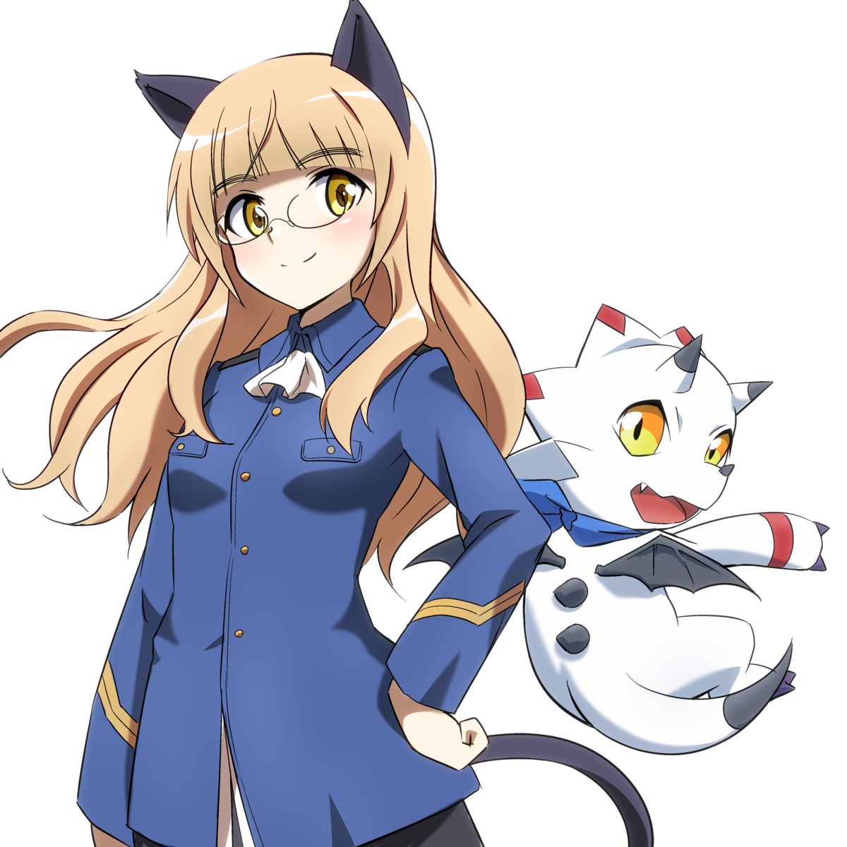 animal_ears crossover digimon megane nekomimi pantyhose perrine-h_clostermann strike_witches strike_witches:_operation_victory_arrow strike_witches_2 strike_witches_gekijouban tail tricky_46 uniform