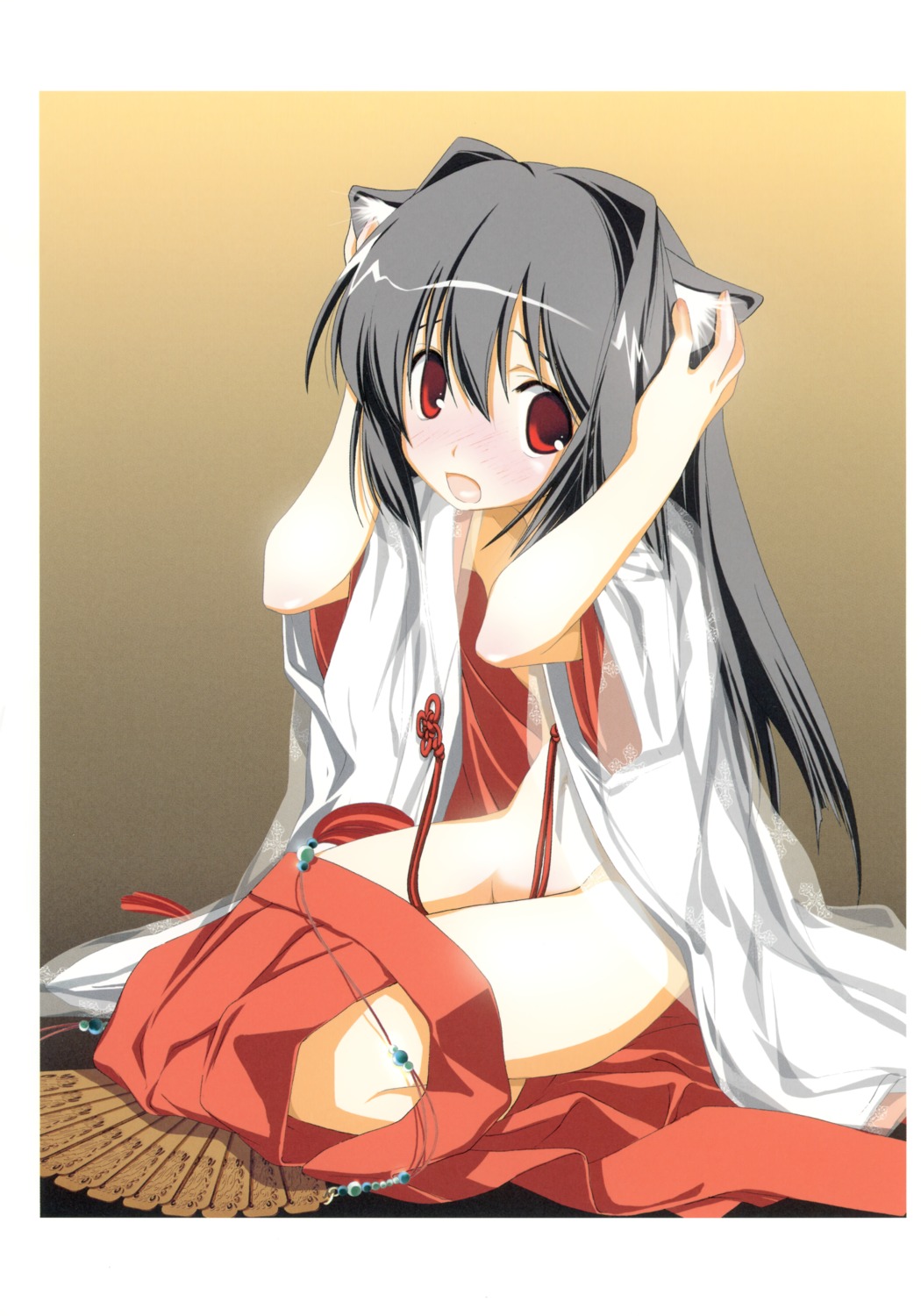 animal_ears kyougetsutei loli miyashita_miki nopan paper_texture undressing