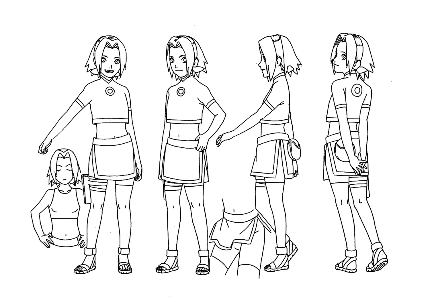 character_design haruno_sakura line_art monochrome naruto nishio_tetsuya