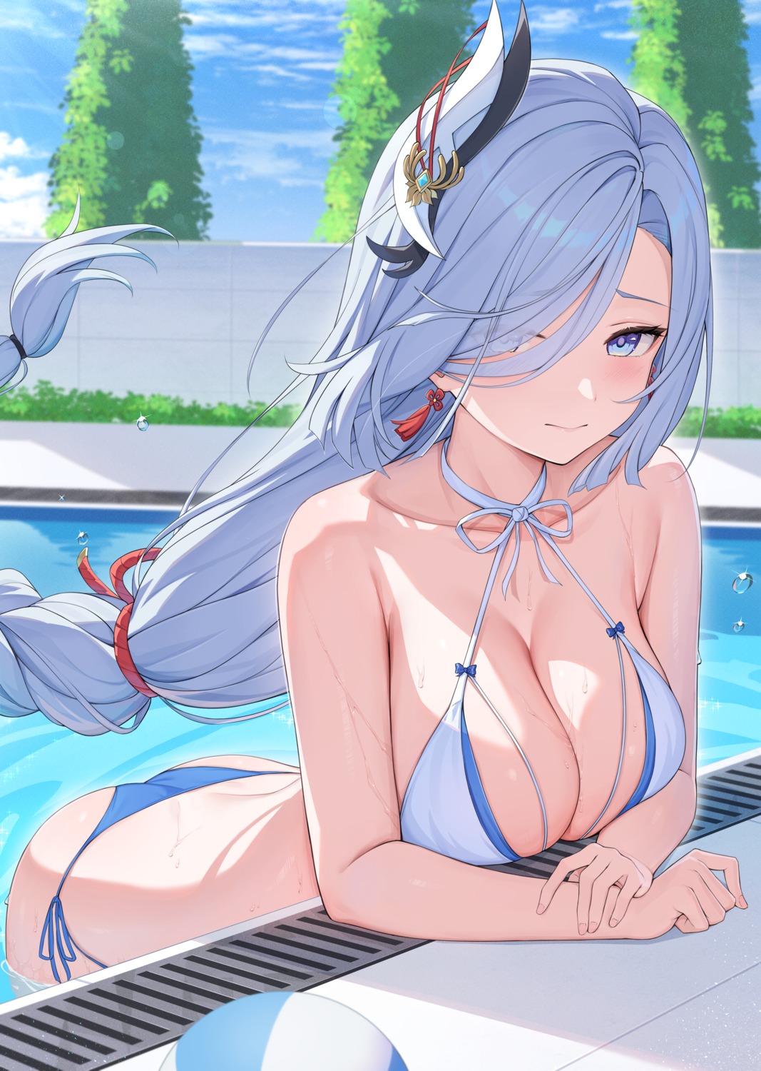 bikini genshin_impact rosumerii shenhe swimsuits wet