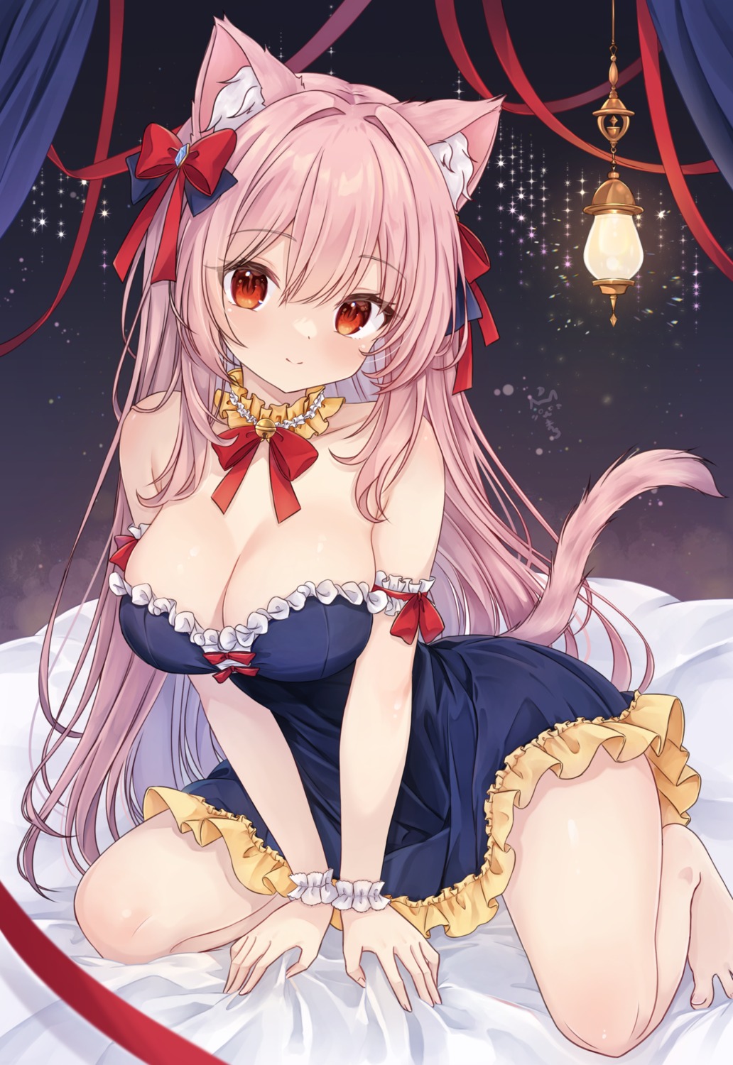 animal_ears dress nekomimi no_bra tail yoizuki_mashiro