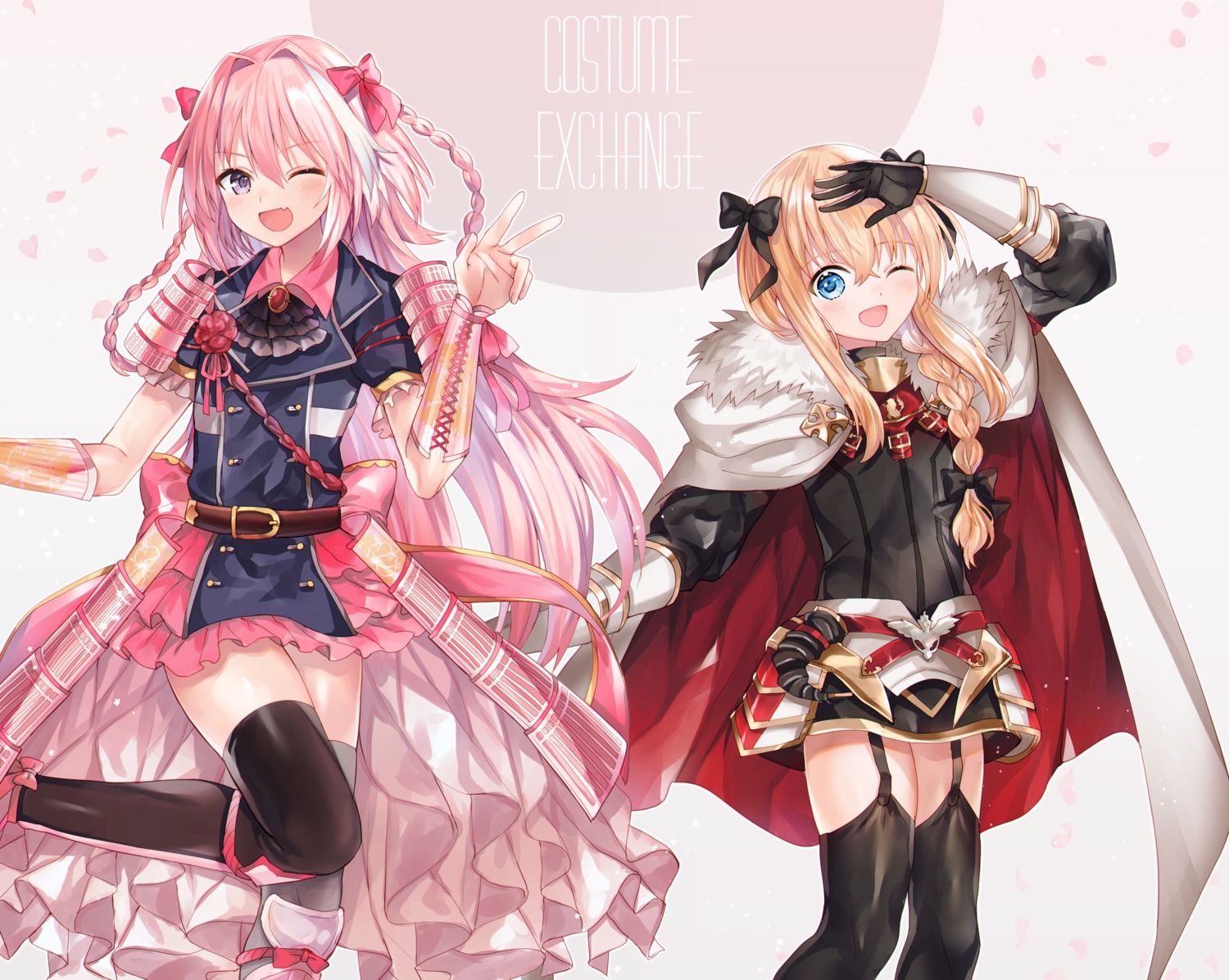 abandon_ranka armor astolfo_(fate) cosplay crossover fate/grand_order midare_toushirou stockings thighhighs touken_ranbu trap