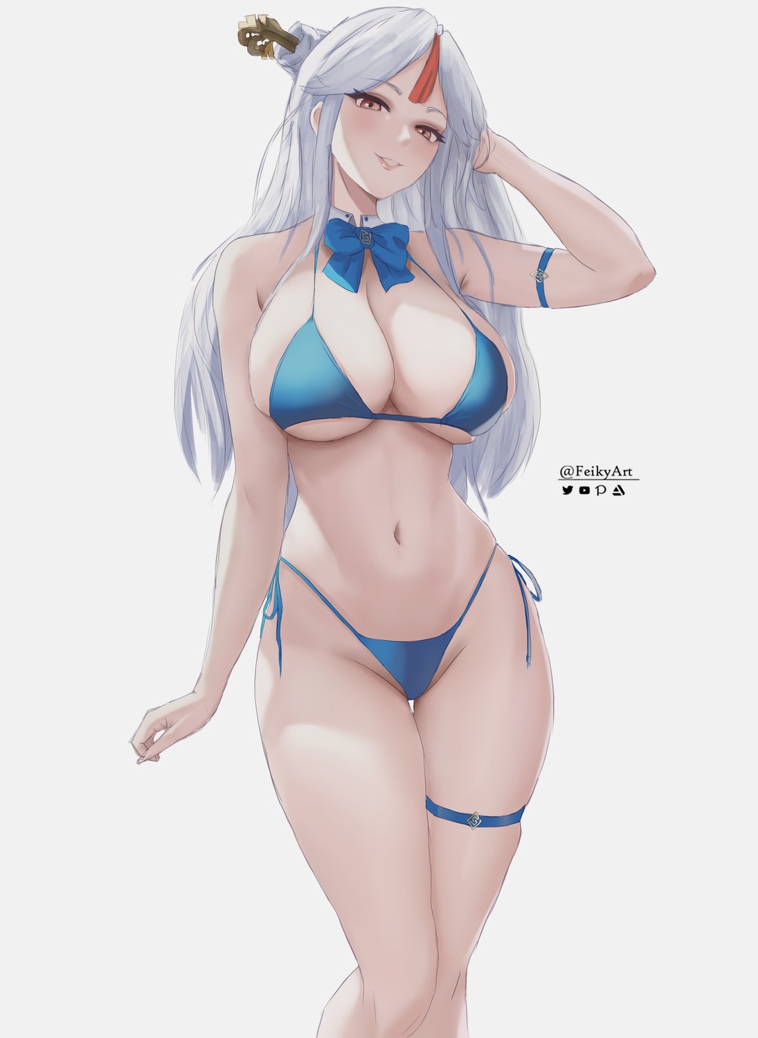 bikini feikyart garter genshin_impact ningguang swimsuits thong