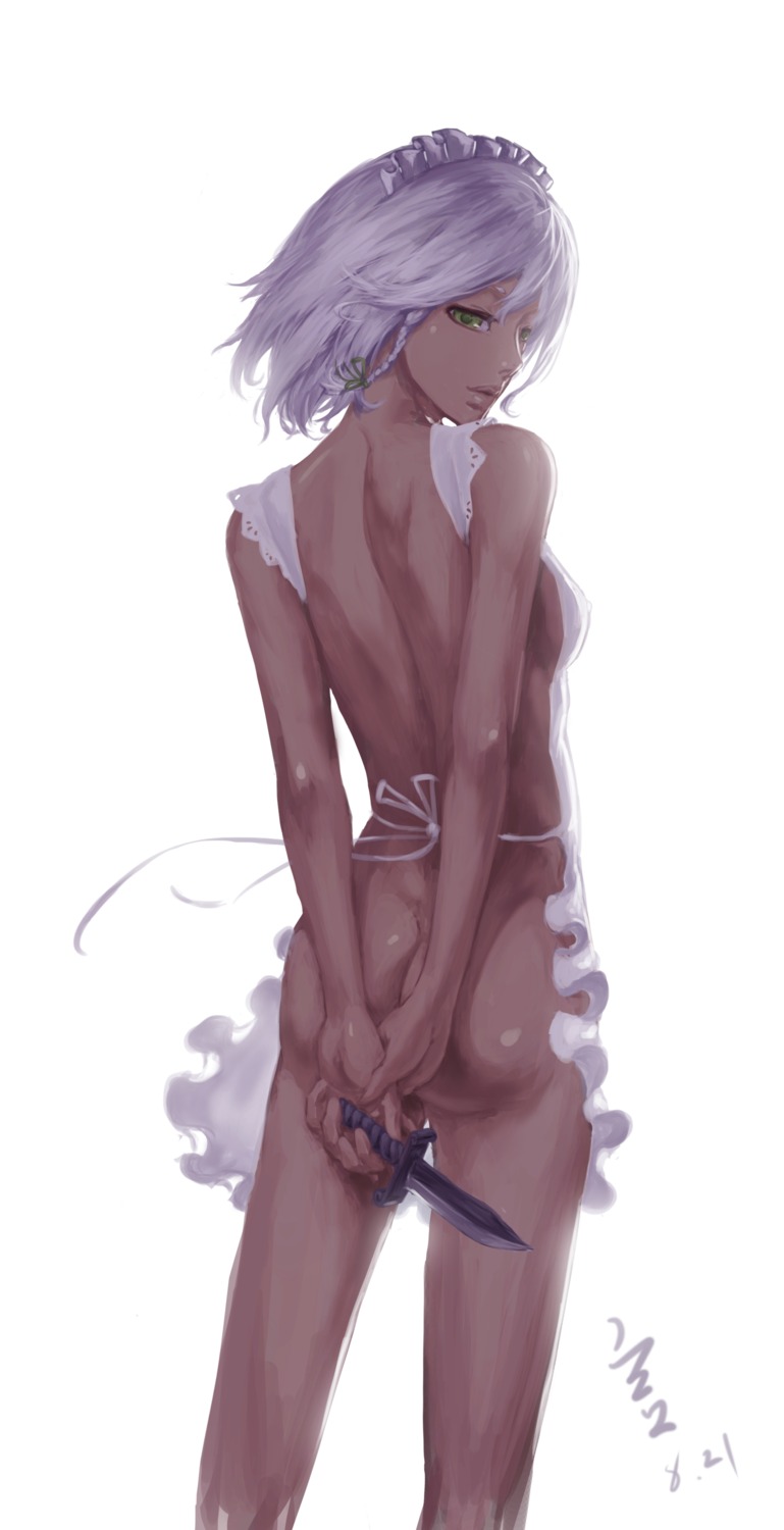 feitie izayoi_sakuya naked_apron touhou