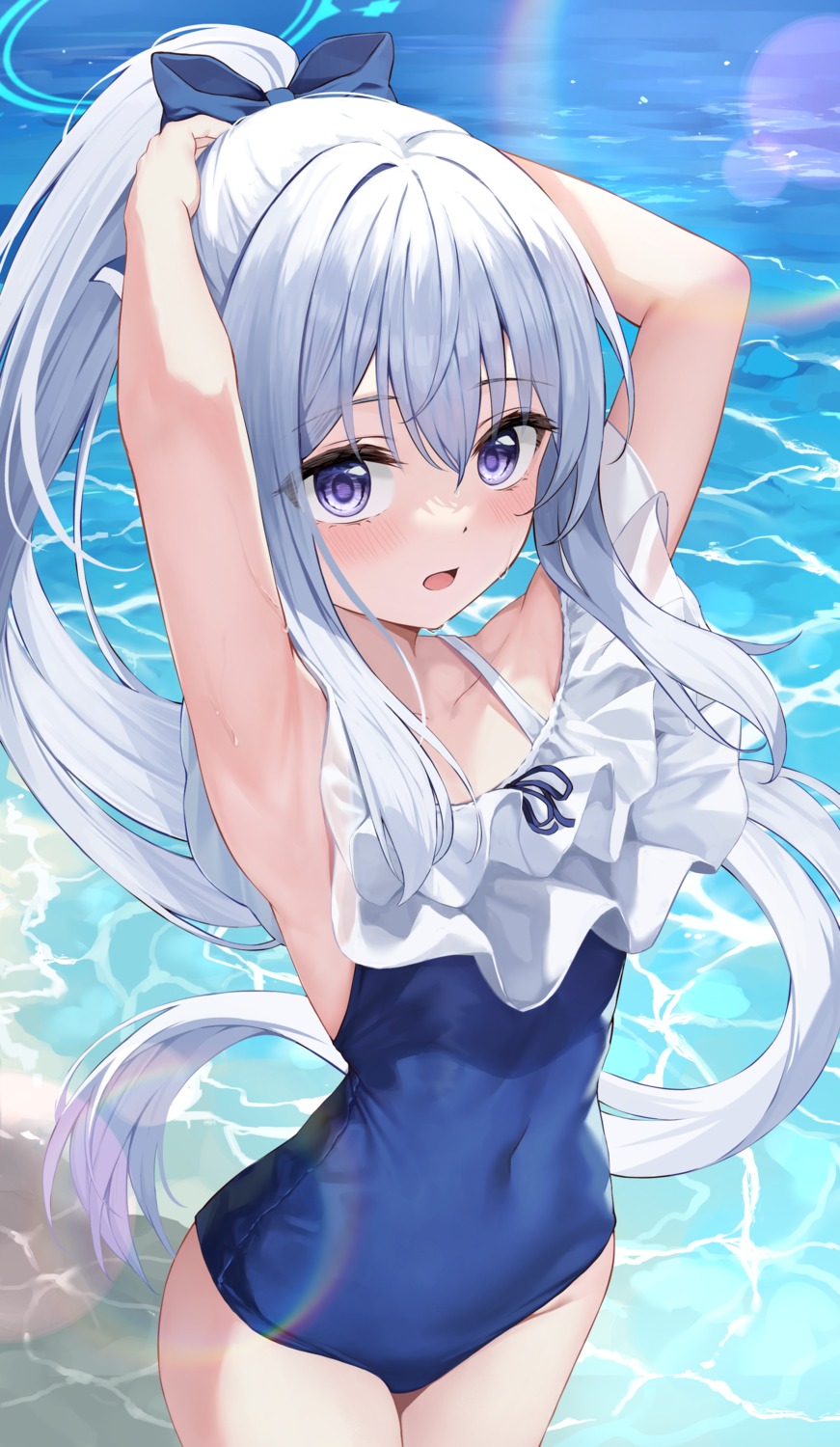 blue_archive halo kurone_(kurone_ryuo) swimsuits tsukiyuki_miyako